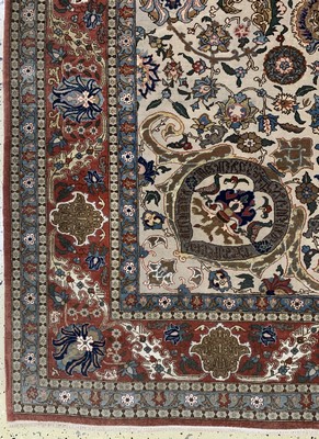 26993143c - Teheran´Part-Silk´fein alt, Persien, Anfang20.Jhd, Korkwolle mit Seide, ca. 360 x 270 ...