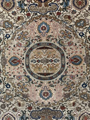 26993143e - Teheran´Part-Silk´fein alt, Persien, Anfang20.Jhd, Korkwolle mit Seide, ca. 360 x 270 ...