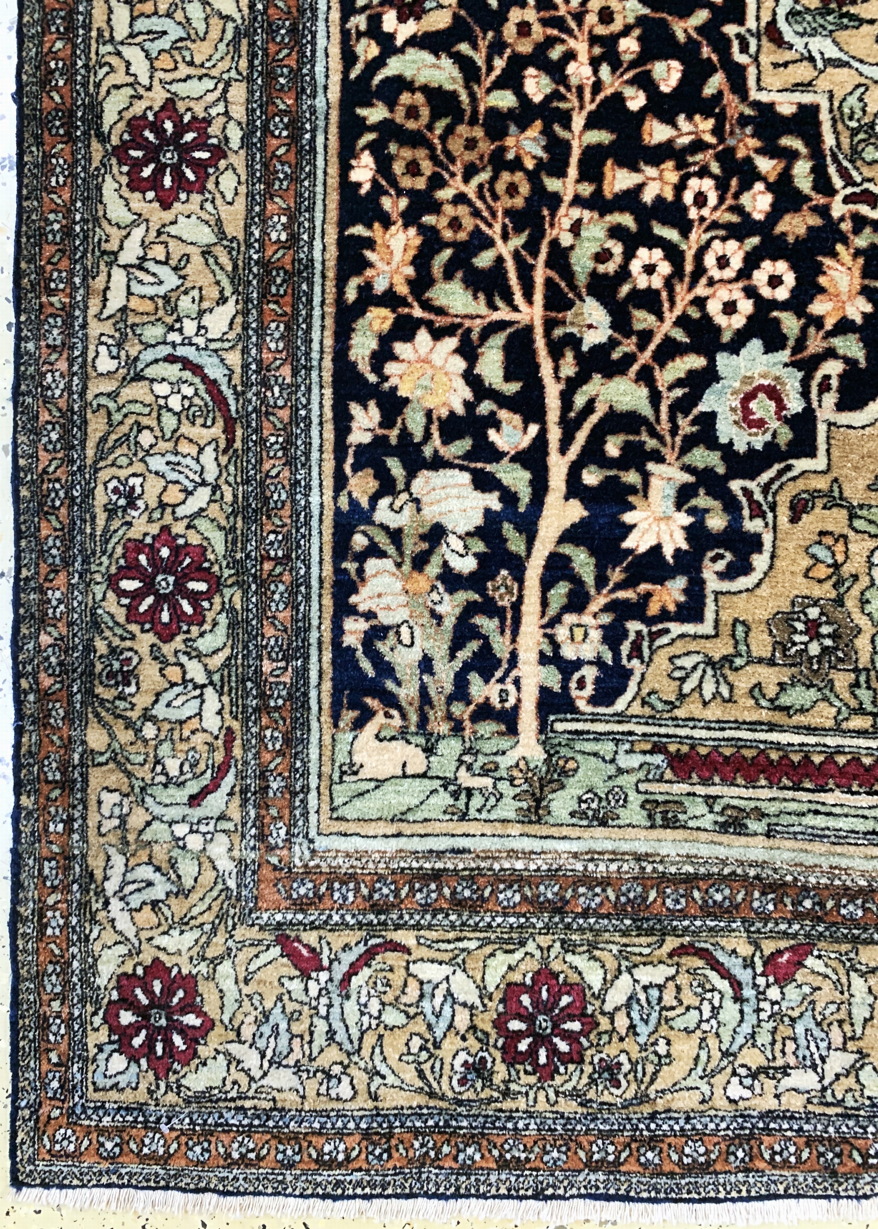 Detail b: Esfahan"Ahmad"antik, Persien, um 1900, Korkwolle auf Baumwolle, ca. 200 x 138 cm, EHZ: 2