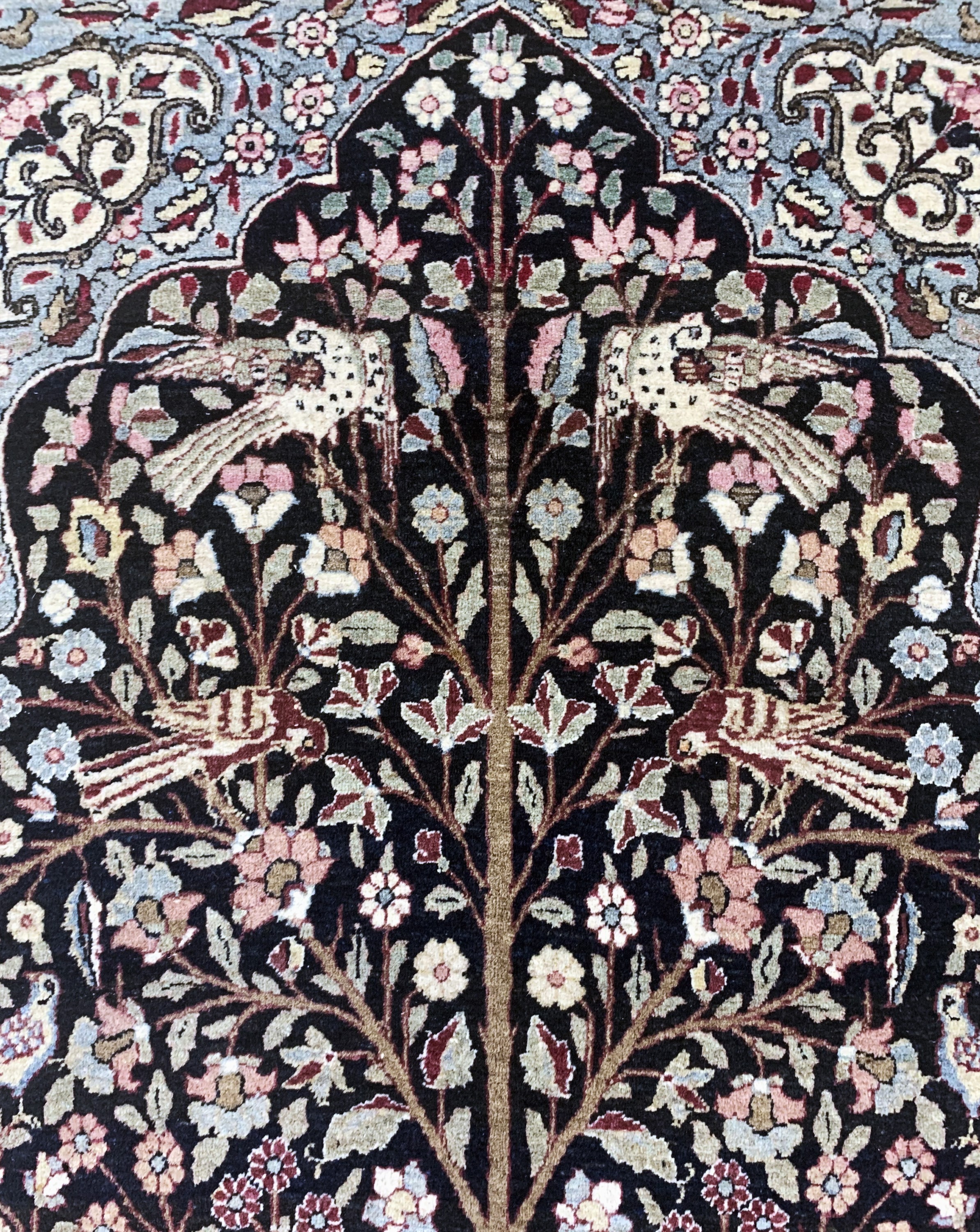 Detail f: Antiker Teheran"Lebensbaum", Persien, um 1900, Wolle auf Baumwolle, ca. 225 x 140 cm, EHZ: 2