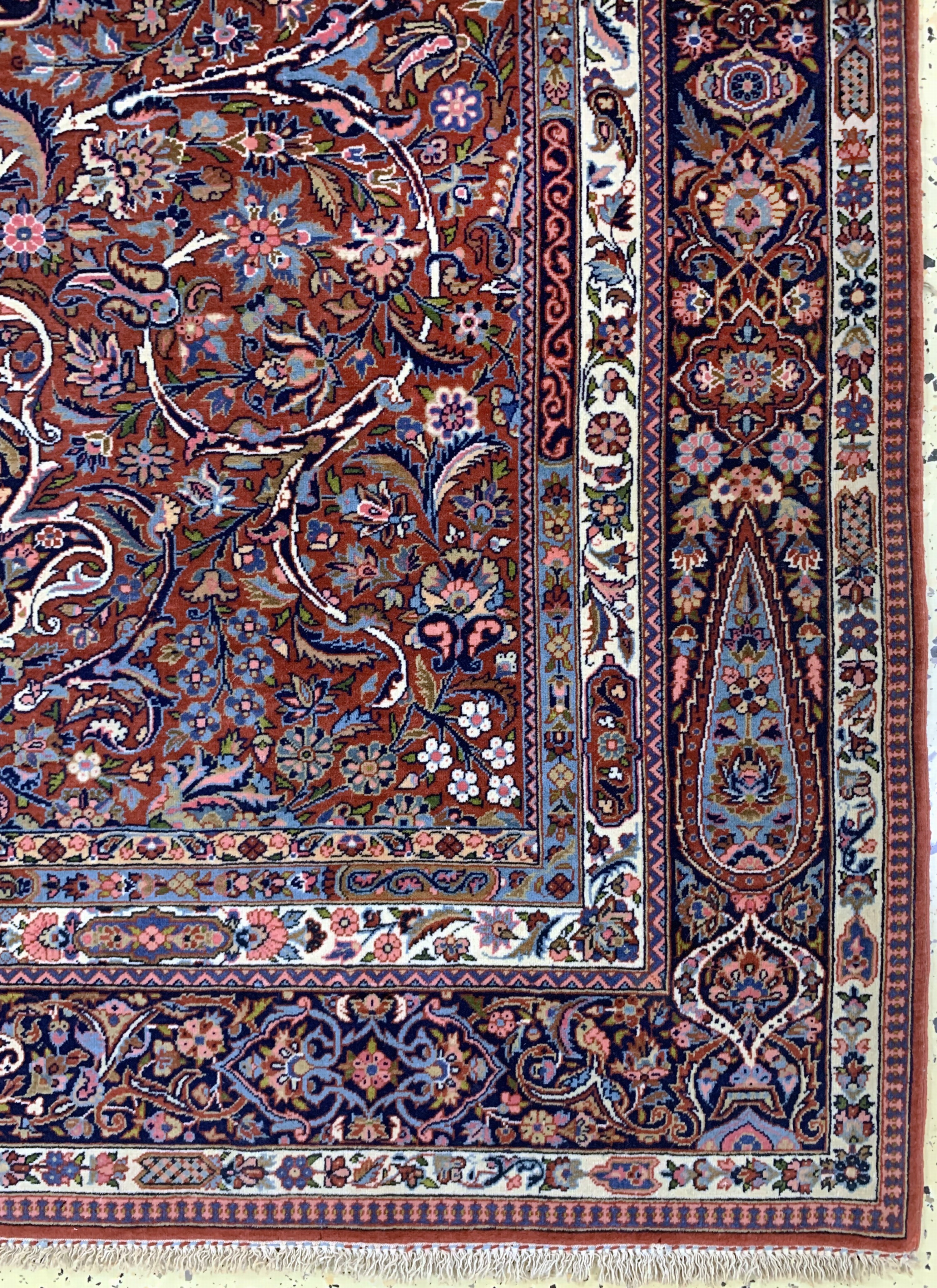 Detail a: Keschan fein"Königskrone", Persien, Anfang 20.Jhd, Korkwolle auf Baumwolle, ca. 203 x 134cm, gereinigt, EHZ: 2
