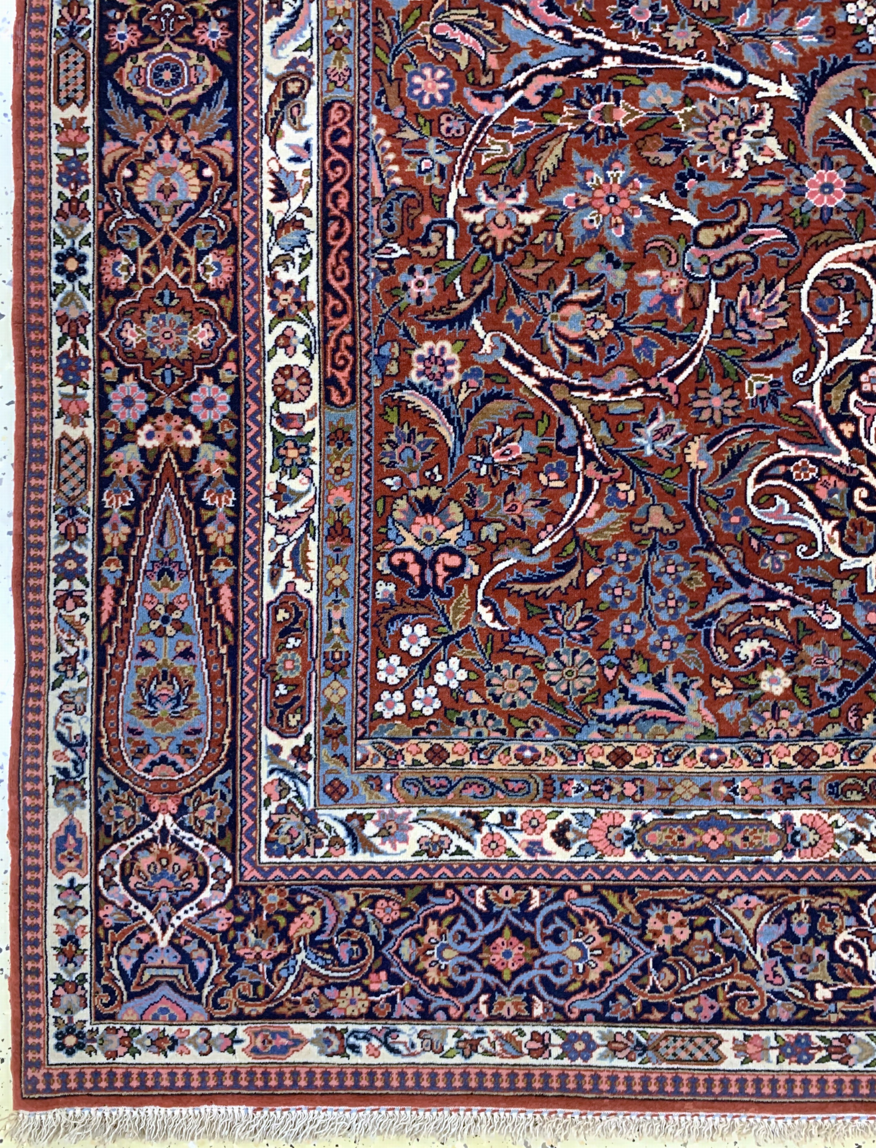Detail b: Keschan fein"Königskrone", Persien, Anfang 20.Jhd, Korkwolle auf Baumwolle, ca. 203 x 134cm, gereinigt, EHZ: 2