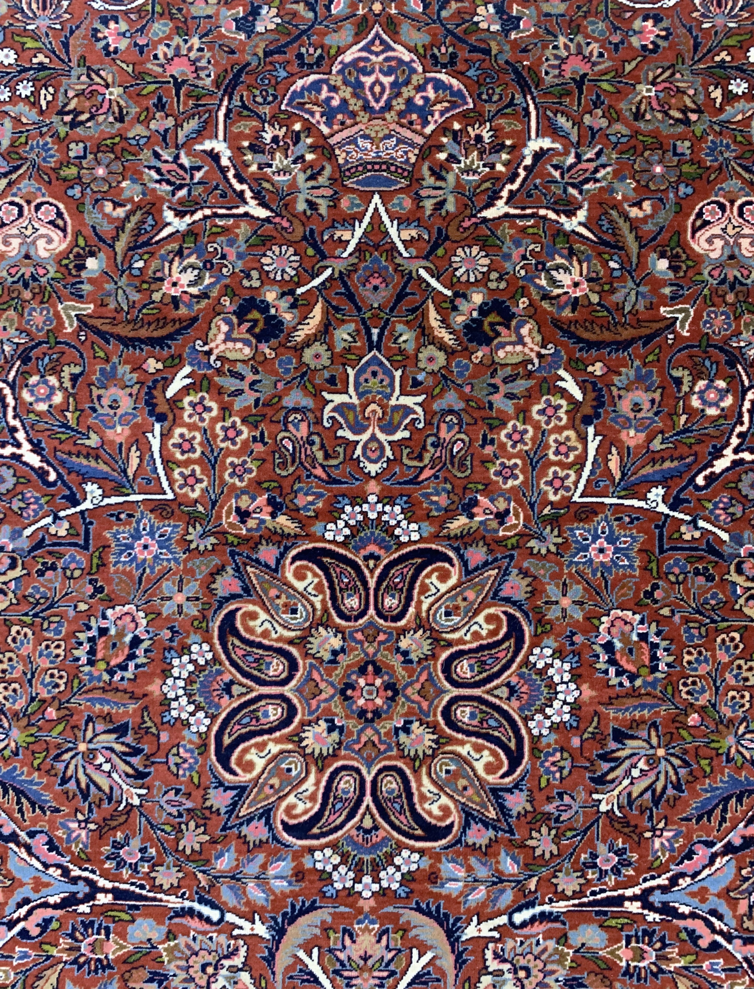 Detail c: Keschan fein"Königskrone", Persien, Anfang 20.Jhd, Korkwolle auf Baumwolle, ca. 203 x 134cm, gereinigt, EHZ: 2