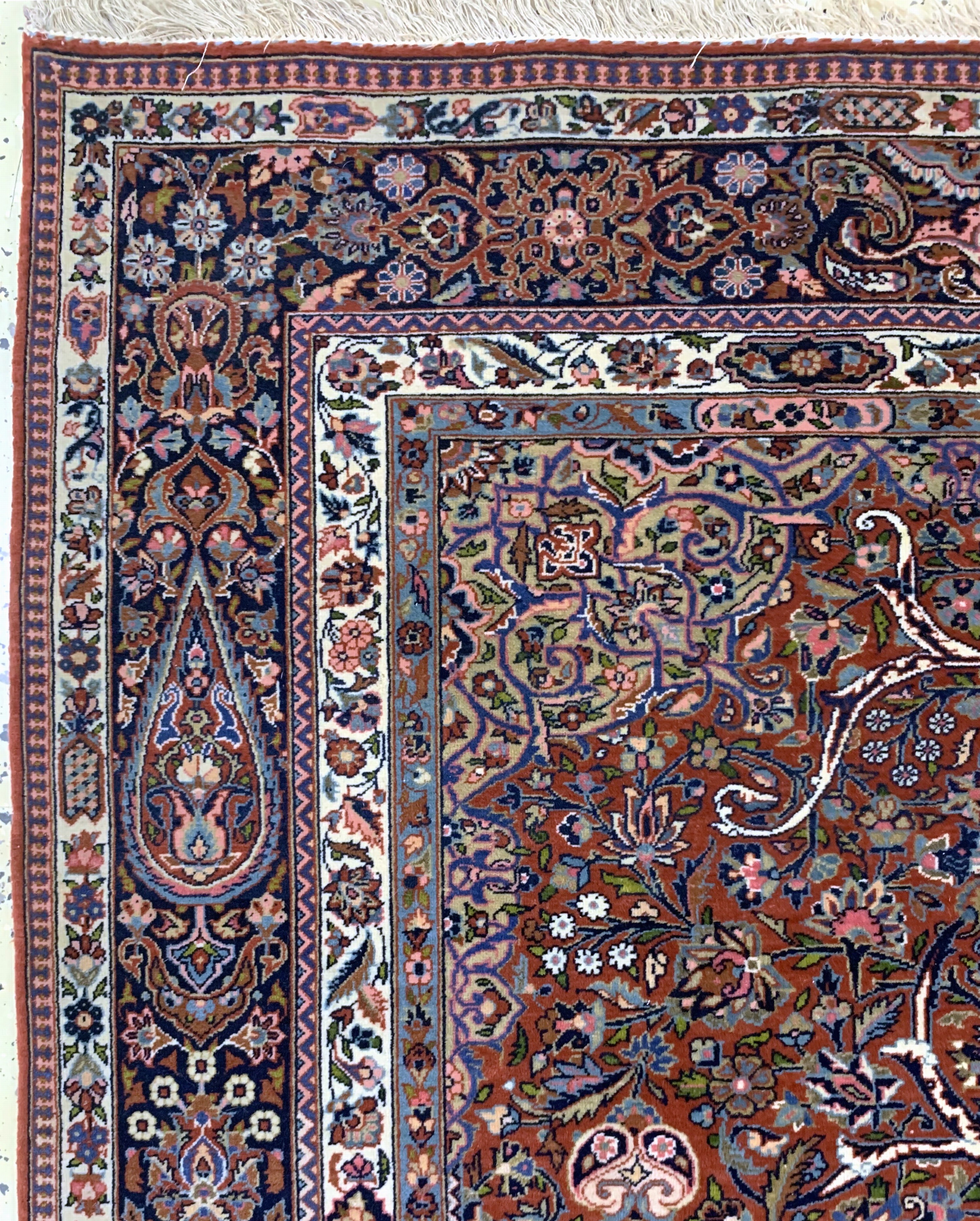 Detail d: Keschan fein"Königskrone", Persien, Anfang 20.Jhd, Korkwolle auf Baumwolle, ca. 203 x 134cm, gereinigt, EHZ: 2