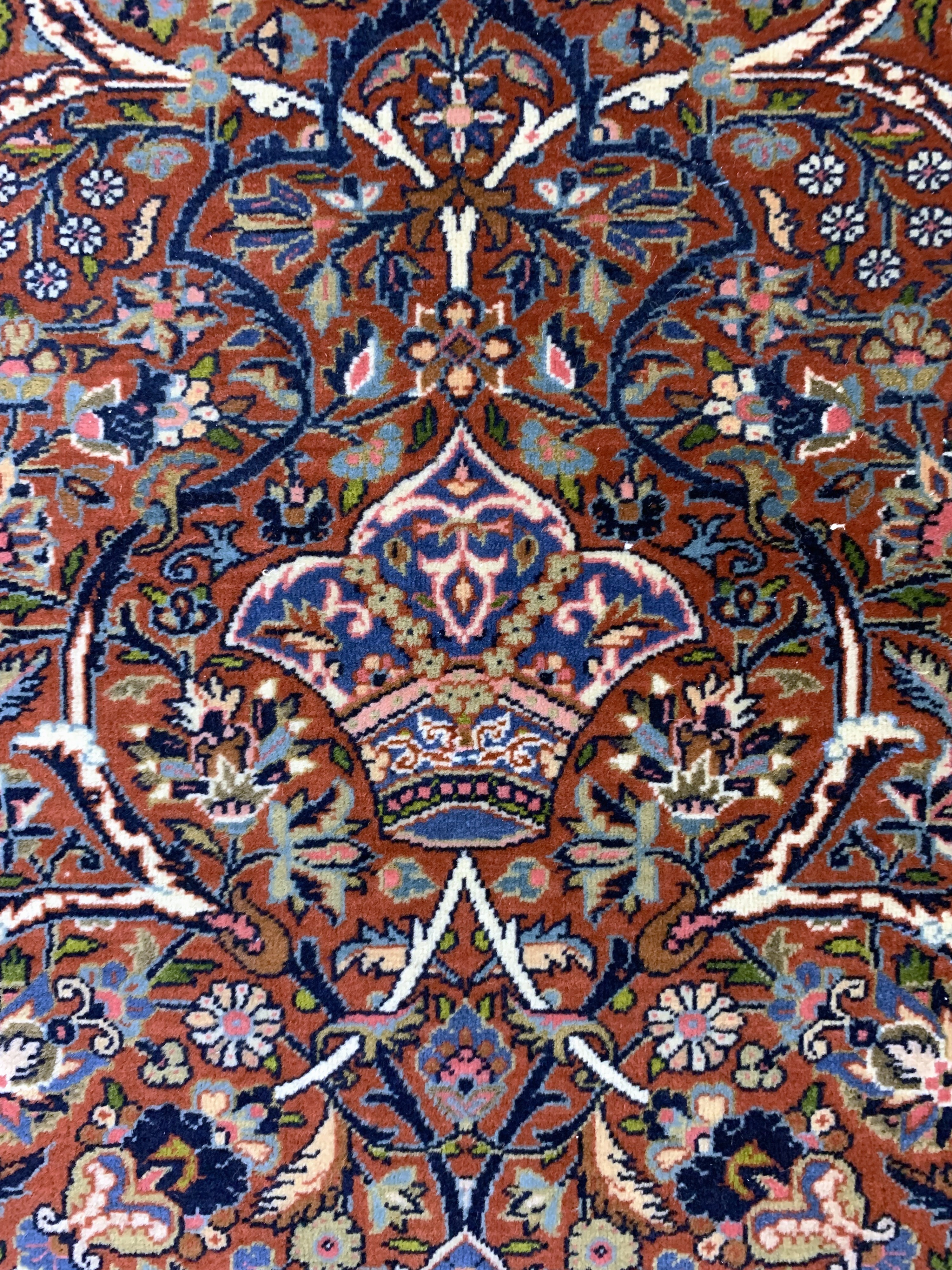 Detail f: Keschan fein"Königskrone", Persien, Anfang 20.Jhd, Korkwolle auf Baumwolle, ca. 203 x 134cm, gereinigt, EHZ: 2