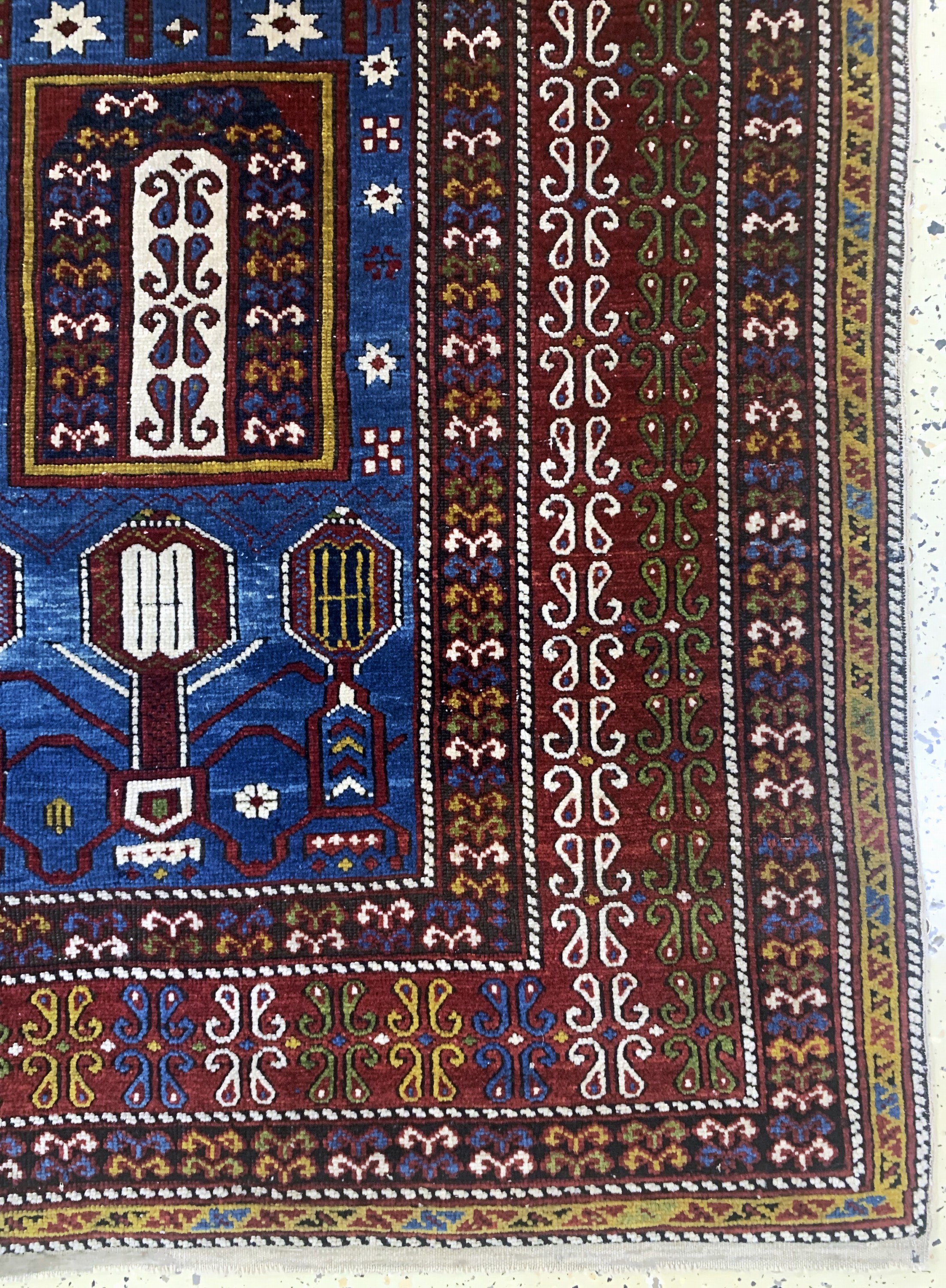 Detail a: "Tachteh"Schirwan, Kaukasus, 19.Jhd, Wolle auf Wolle, ca. 193 x 129 cm, EHZ: 2
