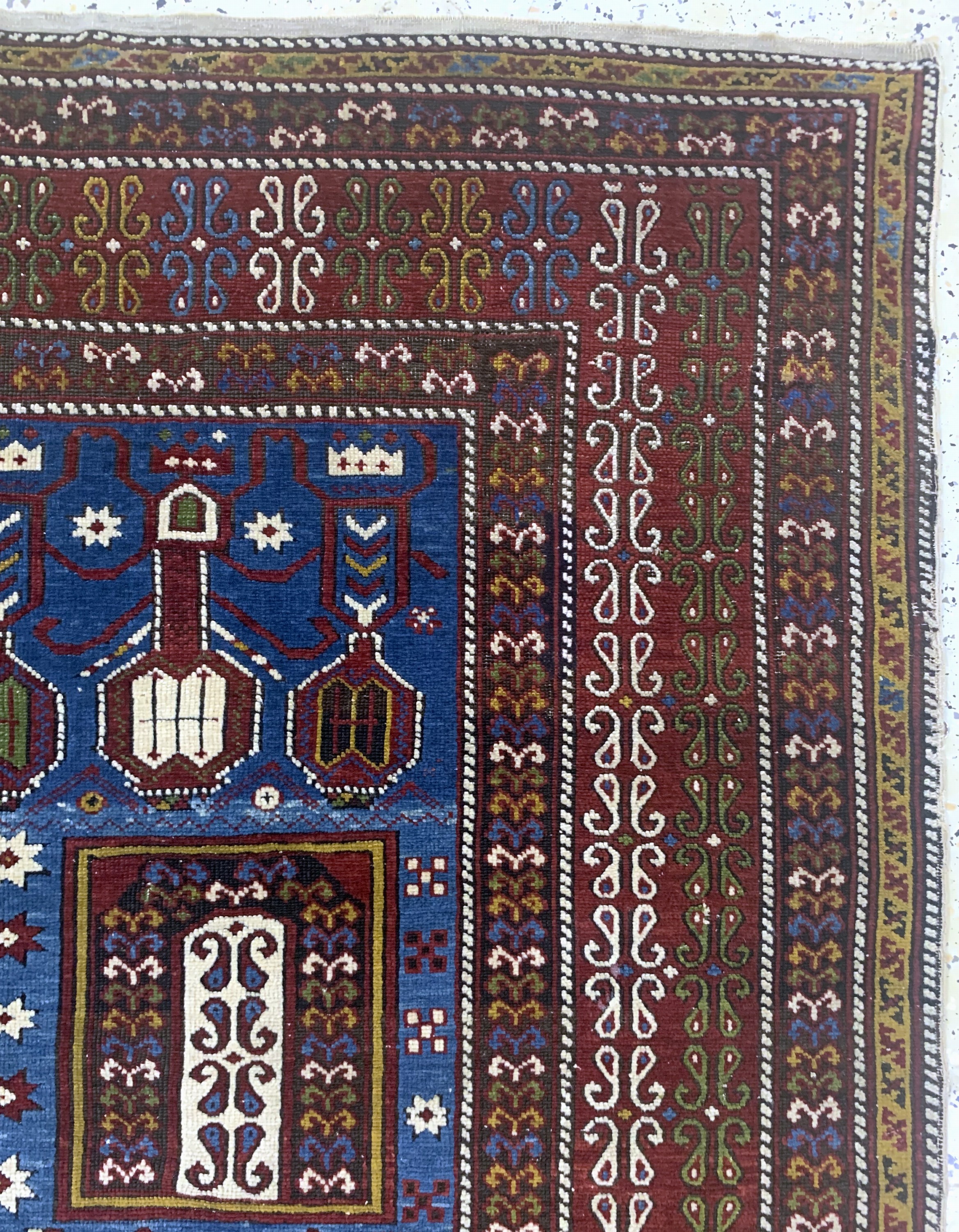 Detail d: "Tachteh"Schirwan, Kaukasus, 19.Jhd, Wolle auf Wolle, ca. 193 x 129 cm, EHZ: 2