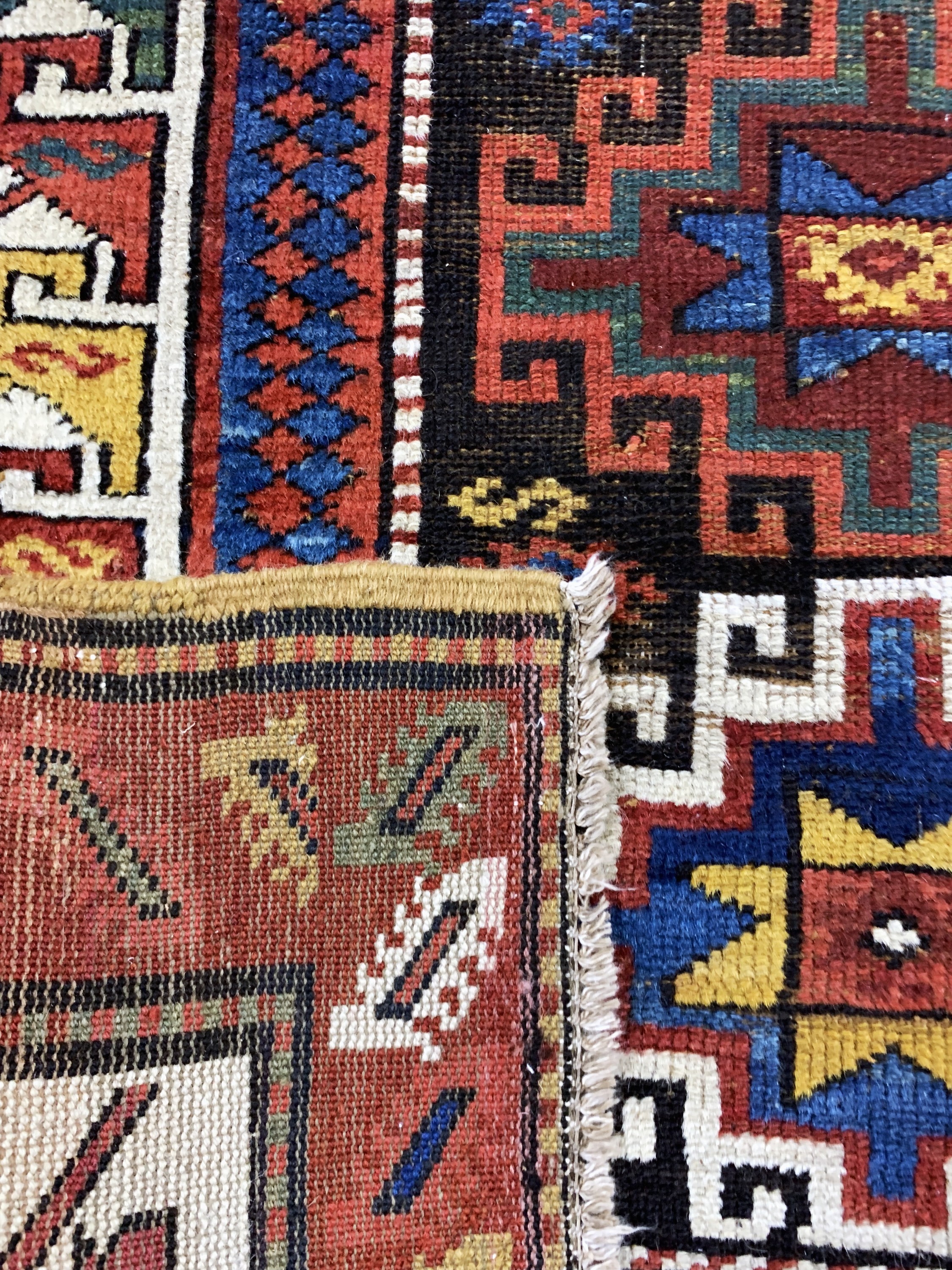 Detail h: "Moghan"Kazak antik, Kaukasus, 19.Jhd, Wolle auf Wolle, ca. 380 x 100 cm, EHZ: 3