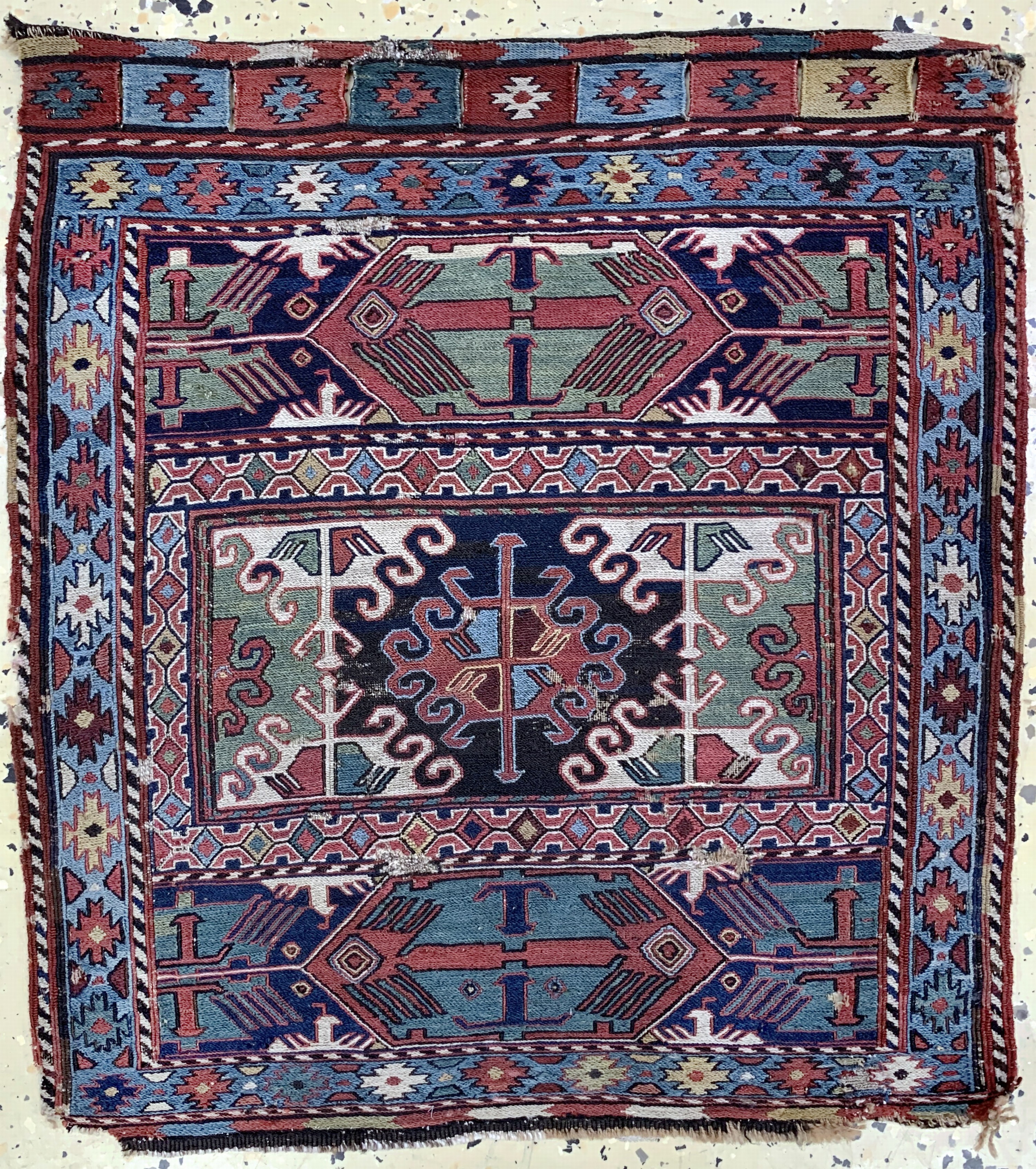 Shahsawan"Taschenfront"antik, Persien, 19.Jhd, Wolle auf Wolle, ca. 54 x 52 cm, EHZ: 4