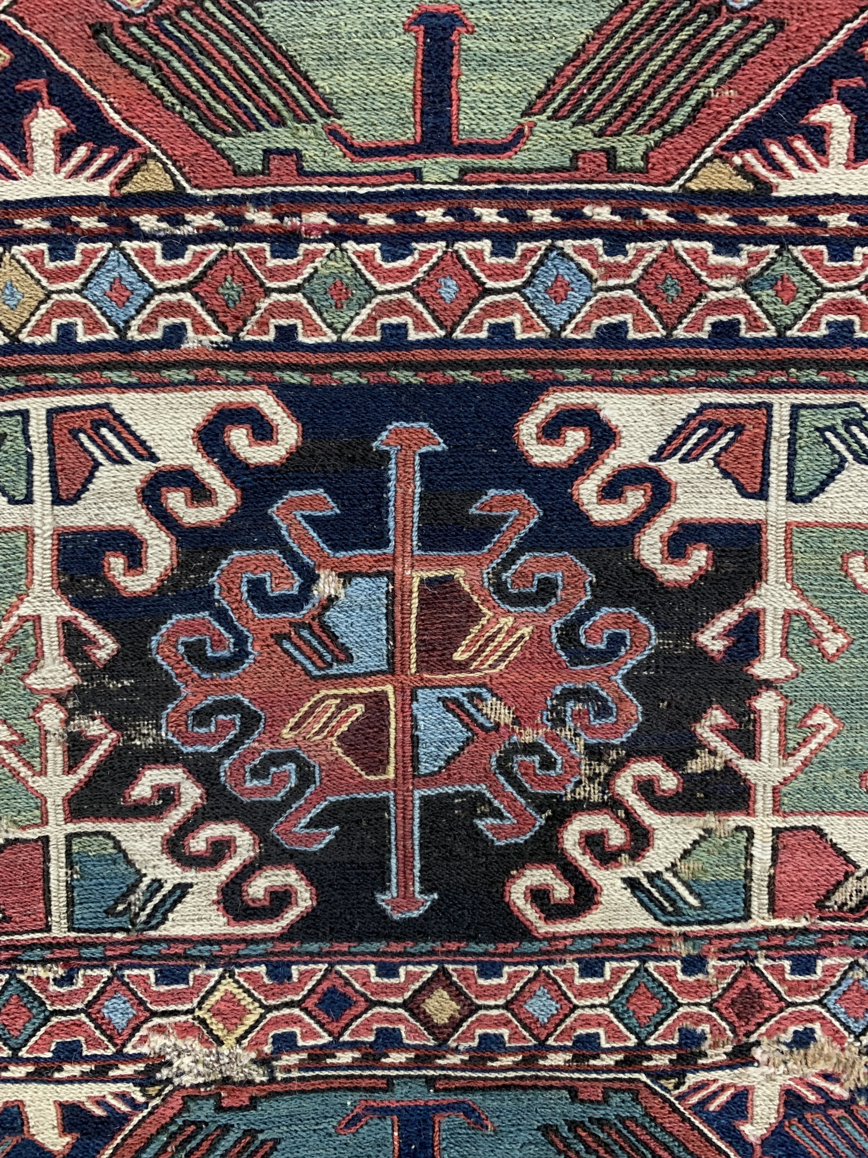 Detail a: Shahsawan"Taschenfront"antik, Persien, 19.Jhd, Wolle auf Wolle, ca. 54 x 52 cm, EHZ: 4