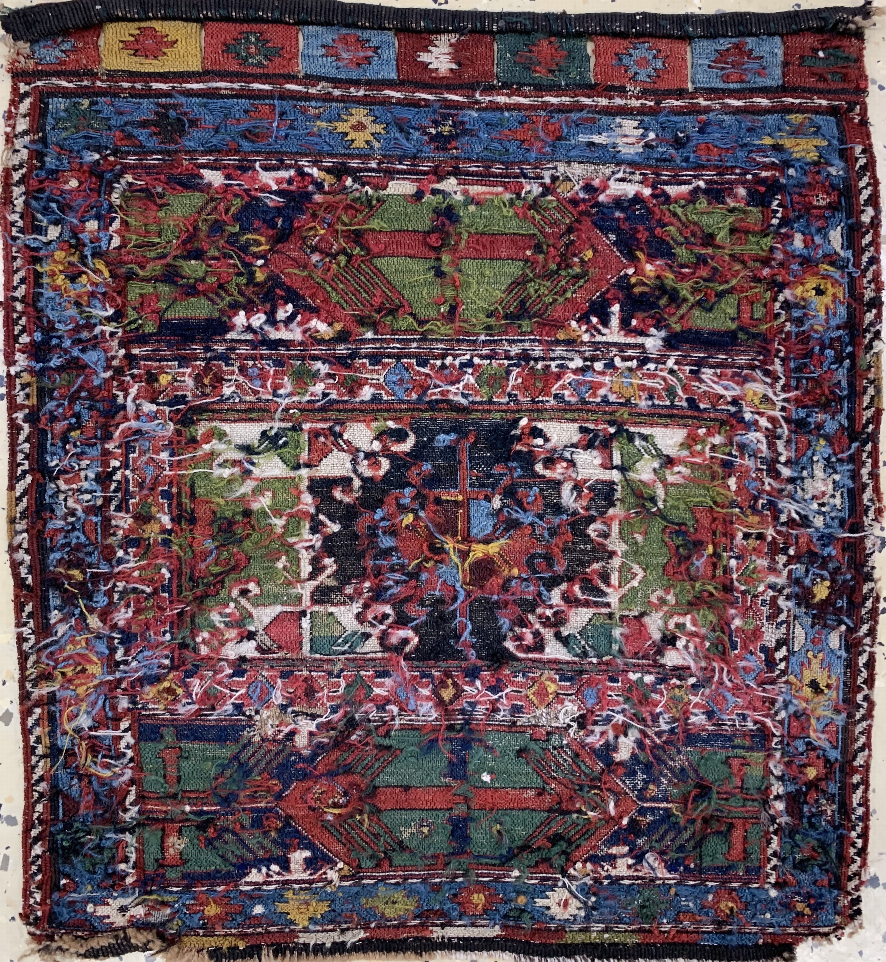Detail b: Shahsawan"Taschenfront"antik, Persien, 19.Jhd, Wolle auf Wolle, ca. 54 x 52 cm, EHZ: 4