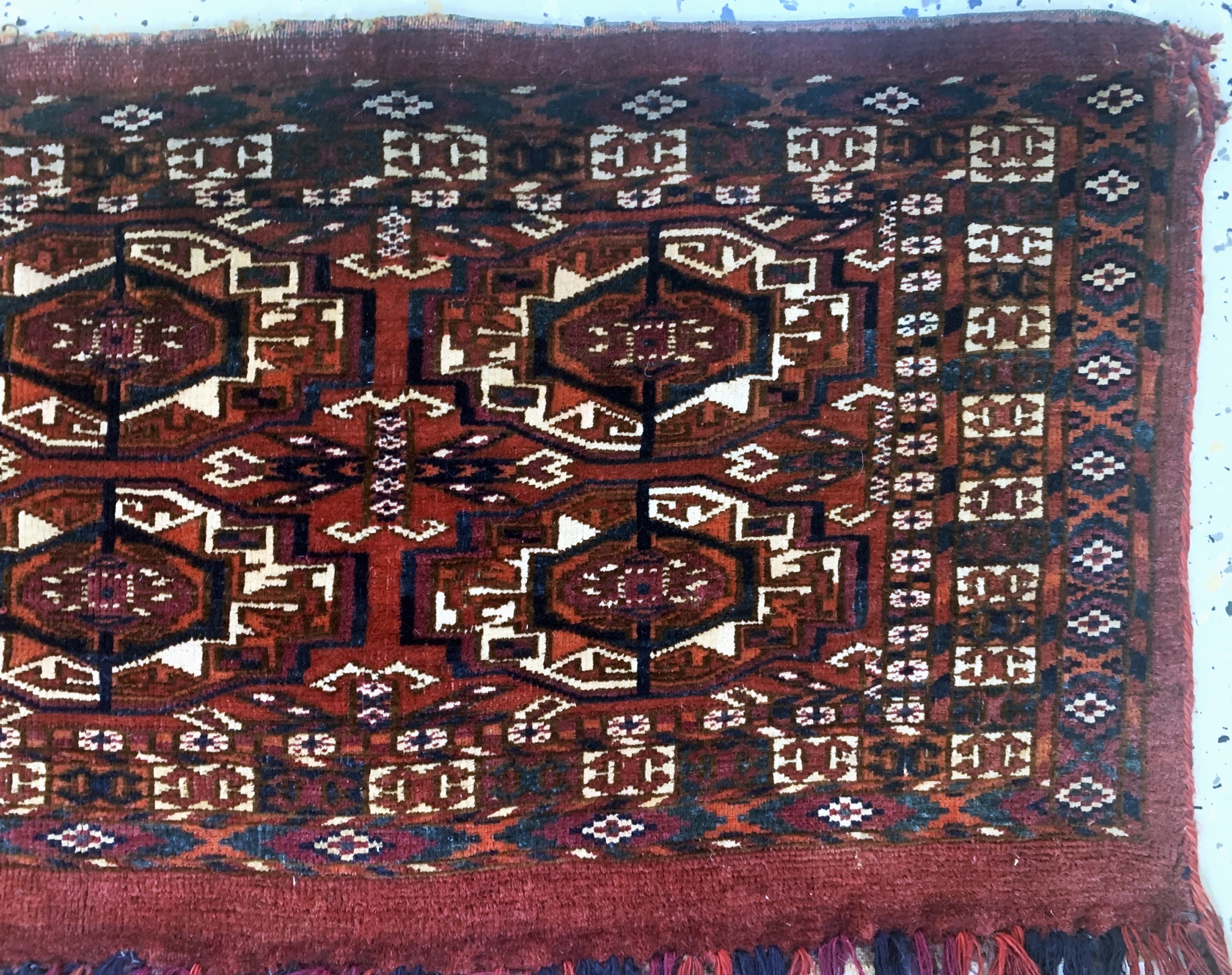 Detail b: Tekke"Torba"fein, Turkmenistan, 19.Jhd, Wolle auf Wolle, ca. 80 x 34 cm, EHZ: 2-3