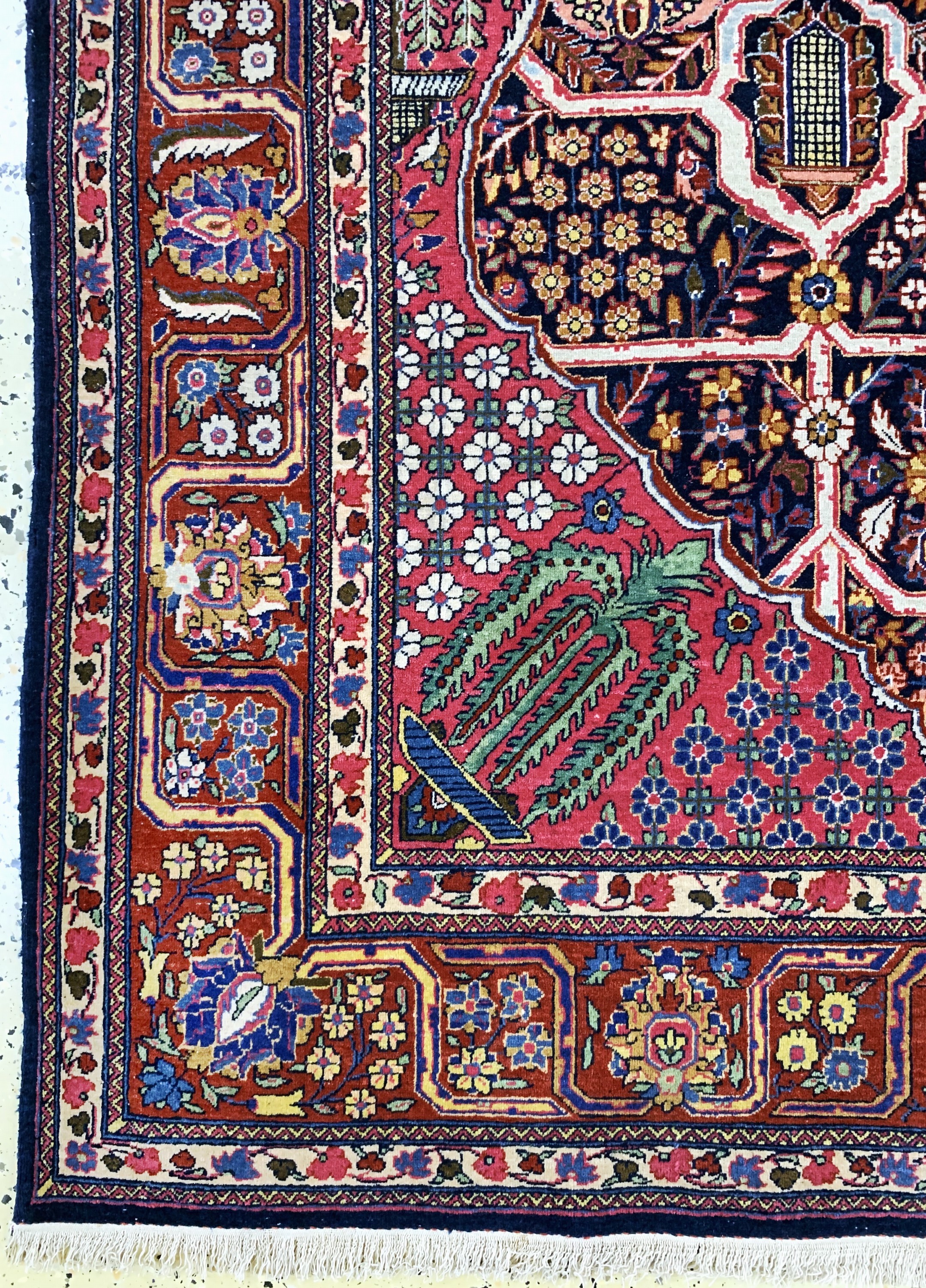 Detail b: Ghaswin"Hadj-Khanumi"antik, Persien, um 1900, Korkwolle auf Baumwolle, ca. 212 x 140 cm, EHZ: 2