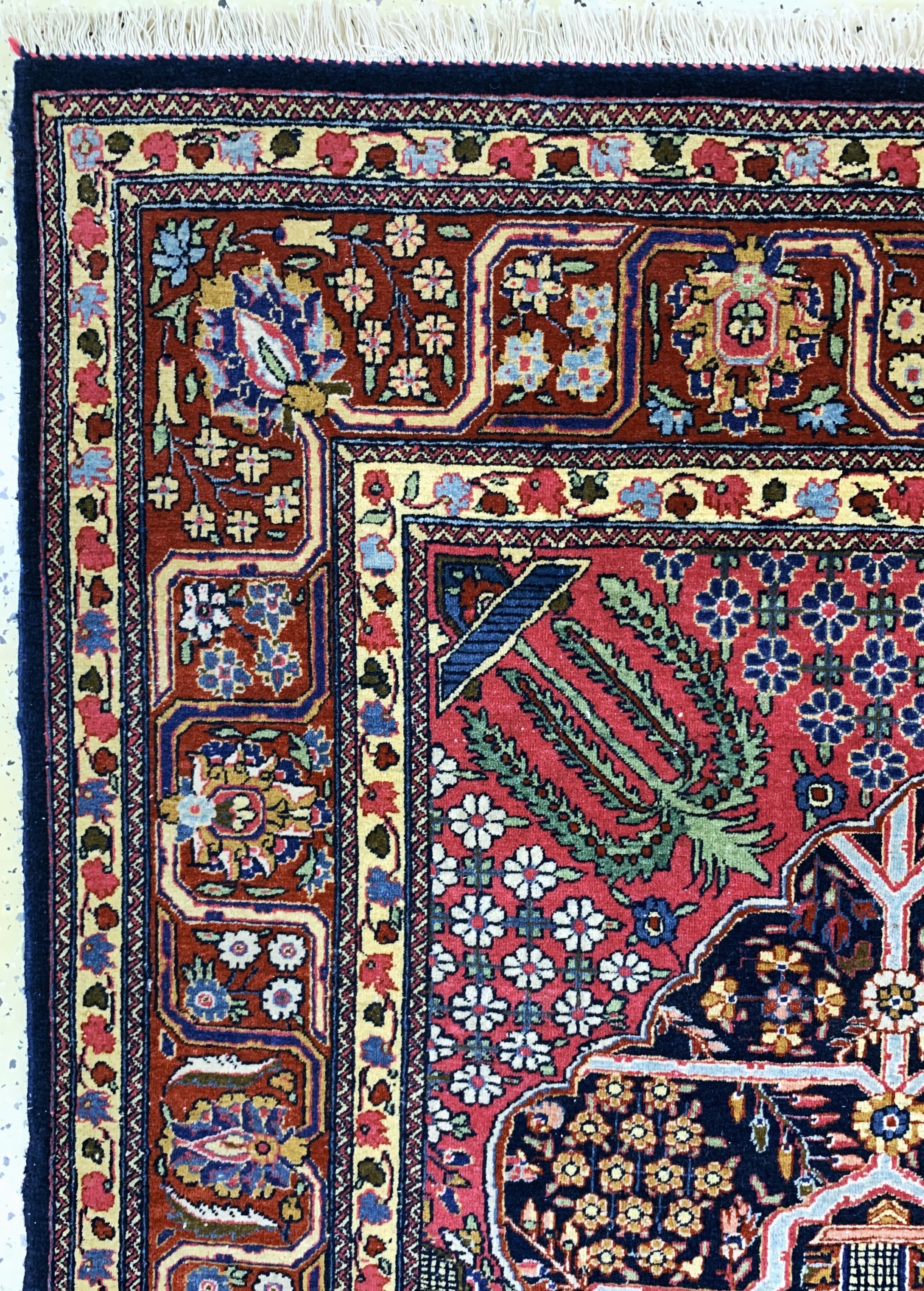 Detail d: Ghaswin"Hadj-Khanumi"antik, Persien, um 1900, Korkwolle auf Baumwolle, ca. 212 x 140 cm, EHZ: 2