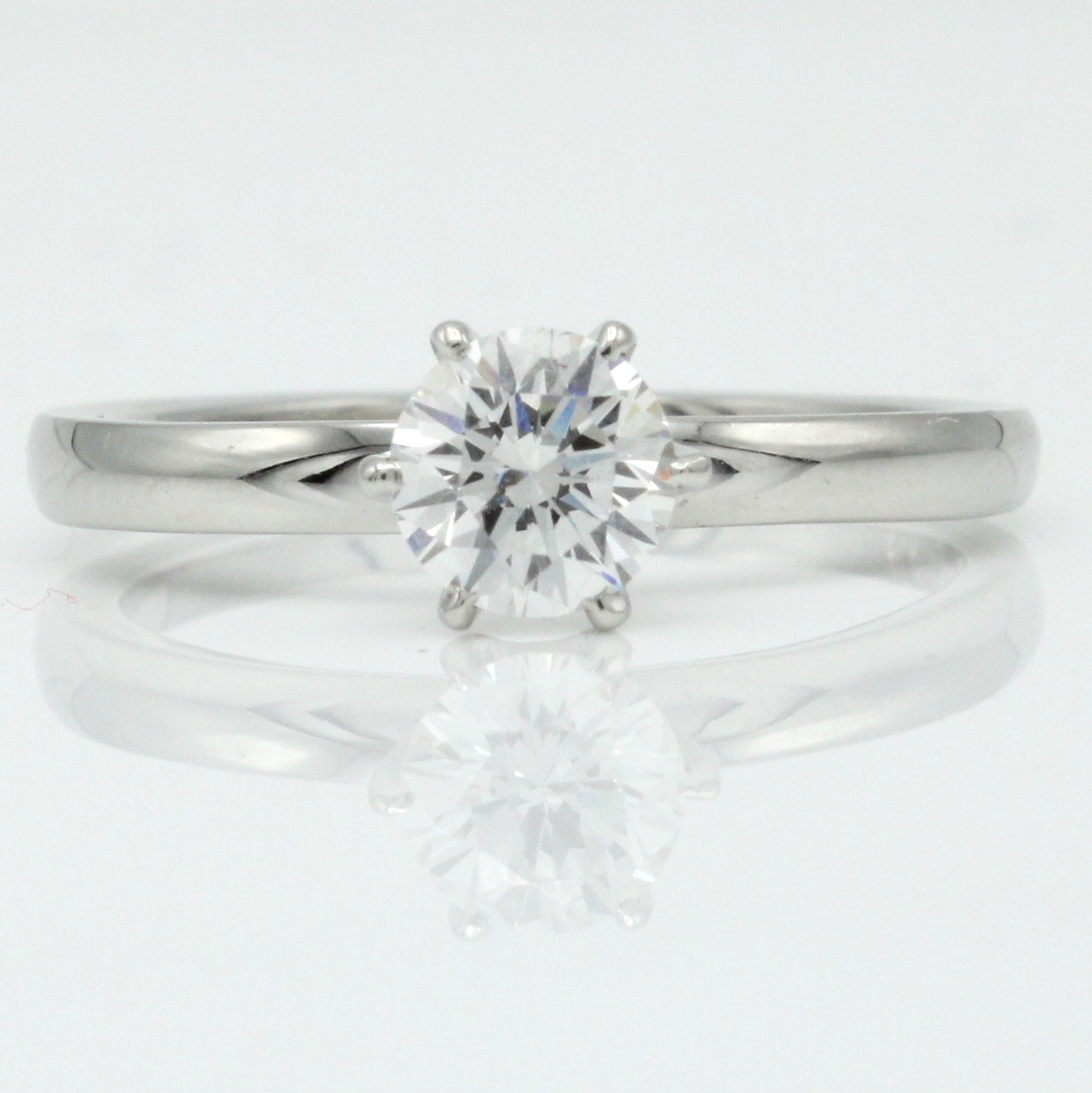 Image 26994186 - Ring mit Brillantsolitär, WG 750/000, Brill.ca. 0.58 ct Weiß/si1, RW ca. 54, Orig. ...