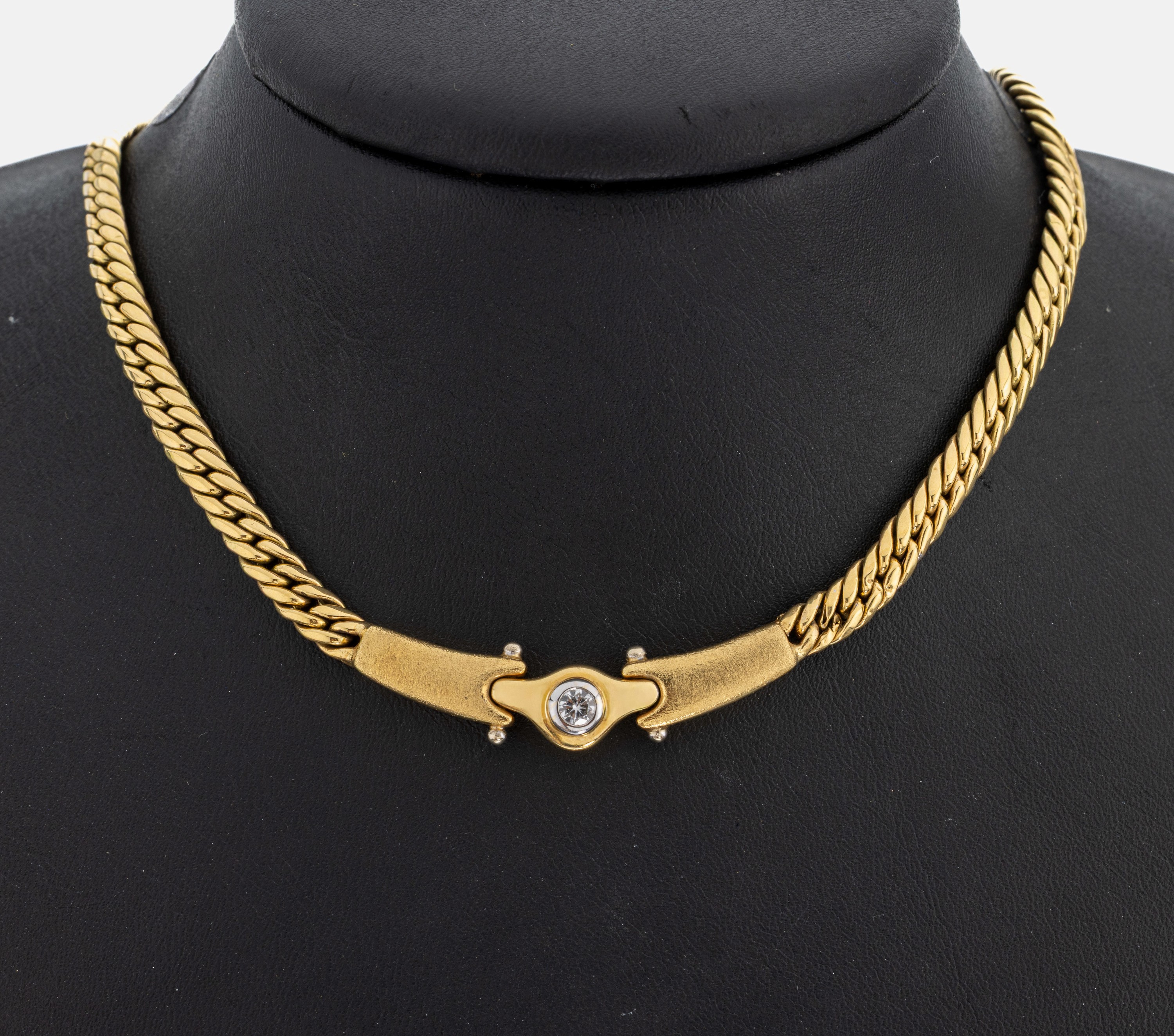 Image 26994526 - 18 kt Gold Brillant-Collier, GG 750/000, teilsat., Brillant ca. 0.15 ct Weiß/p1, ...