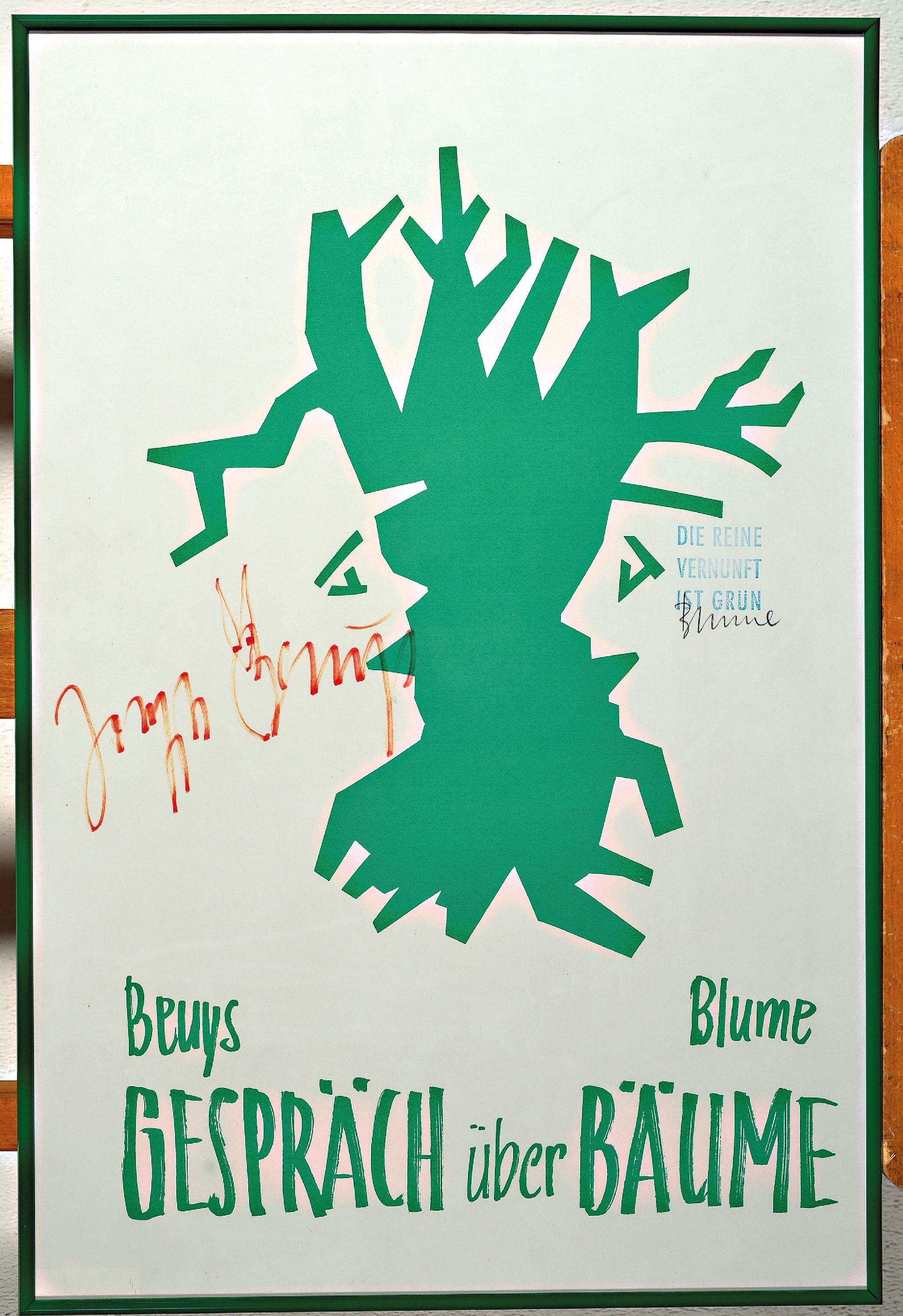 Detail k: Joseph Beuys (1921-1986) & Bernhard Blume (1937-2011), Plakat / Offset, "Gespräch überBäume", 1982, Stempel "Die reine Vernunft ist ...