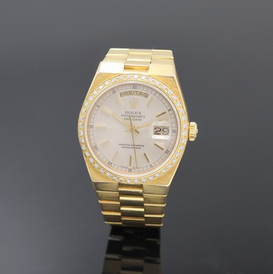 Image ROLEX 18k yellow gold gents wristwatch Oysterquartz Day-Date reference 19018, solid gold ...