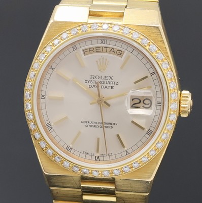 26994852a - ROLEX Herrenarmbanduhr Oysterquartz Day-Date in GG 750/000 Referenz 19018, massives ...