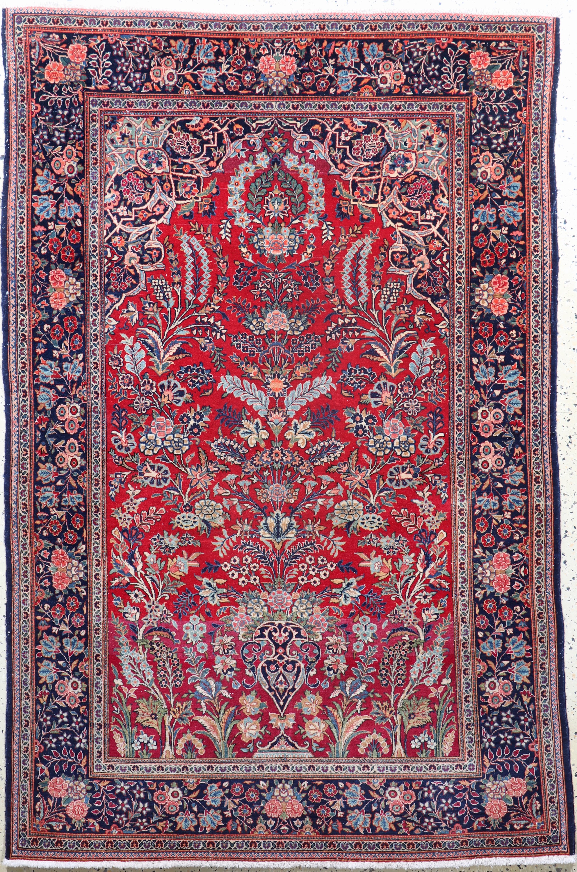 Keschan Kork alt, Persien, Anfang 20.Jhd, Korkwolle auf Baumwolle, ca. 200 x 130 cm, Mottenfraß, EHZ: 2, fachkundig gereinigt