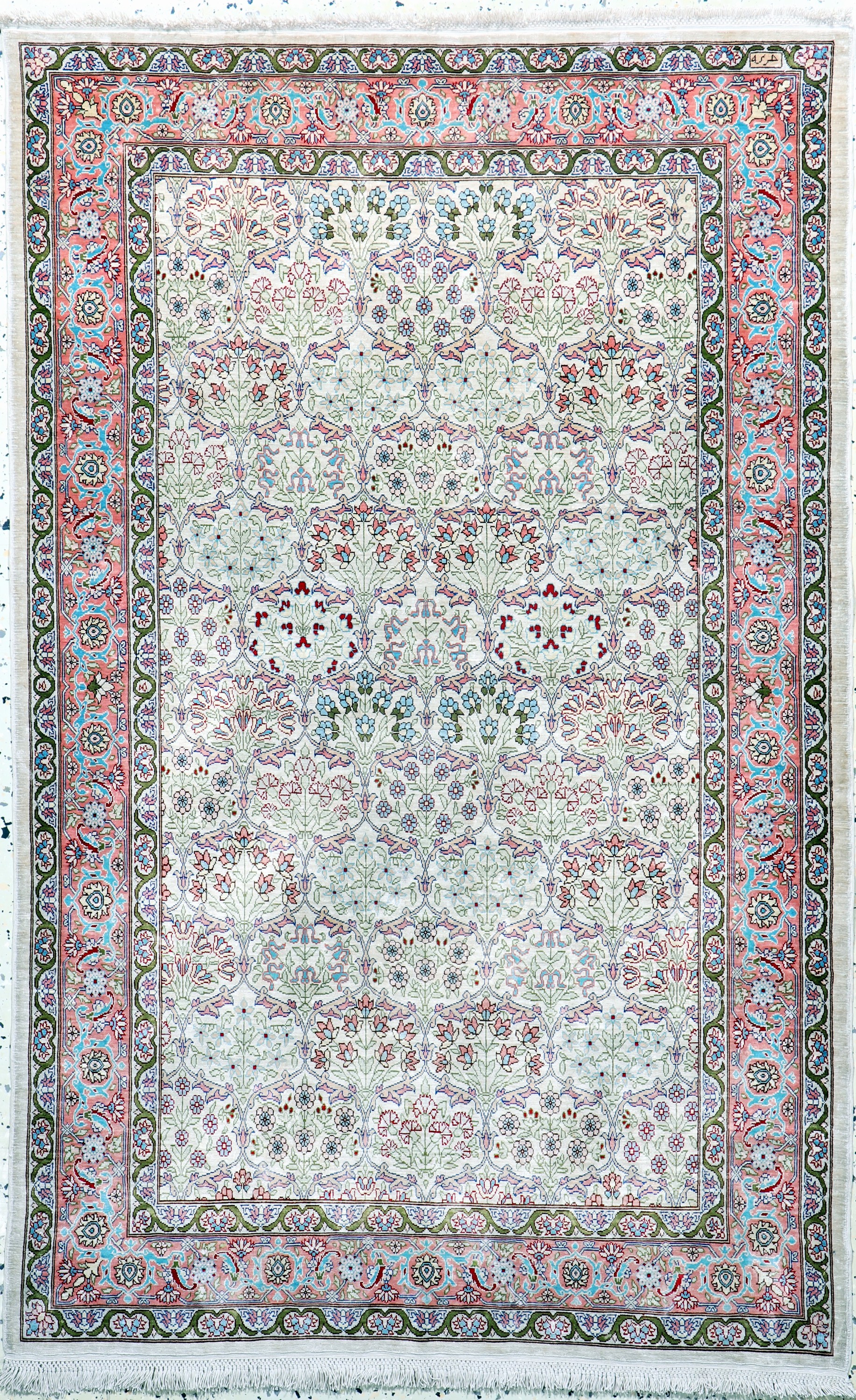 Hereke Seide fein signiert, Türkei, Mitte 20.Jhd, reine Naturseide, ca. 140 x 90 cm, ca.1,0 Mio. Kn/qm, EHZ: 1-2