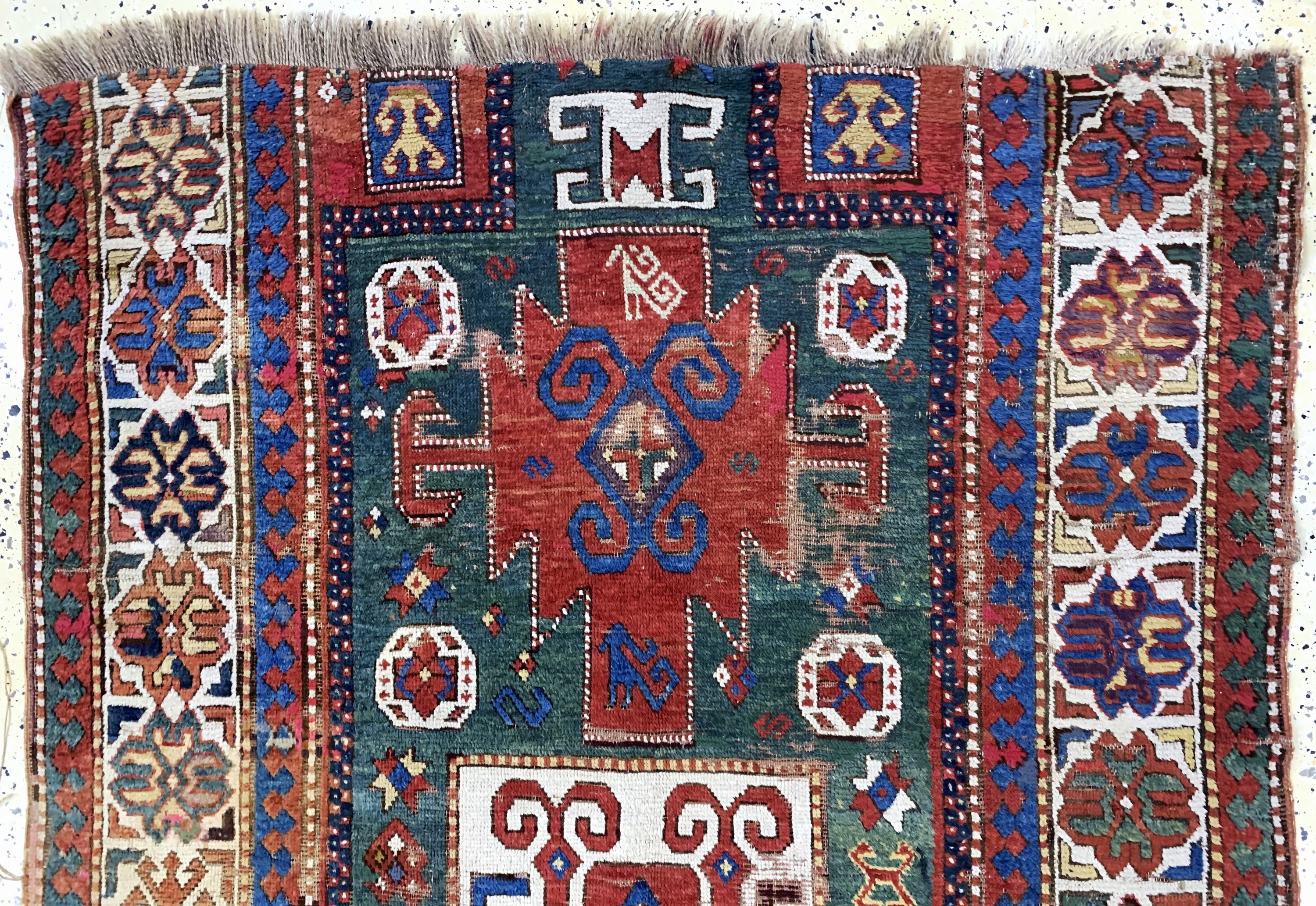 Detail a: Antiker Kazak Fragment, Kaukasus, 19.Jhd, Wolle auf Wolle, ca. 210 x 140 cm, EHZ: 4