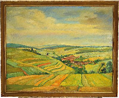 26995241k - Florian Bosch, 1900 Sauerlach-1972 München, Sommerlandschaft im Allgäu mit Blick auf ...