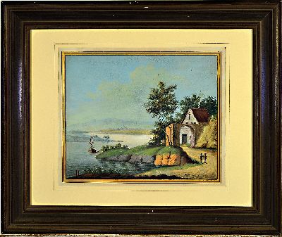 26995263k - G.J.A. Wagner, Künstler um 1800, Aquarell, süddeutsche Seenlandschaft mit ...