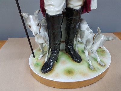 26995287c - Sehr große Porzellanfigur, Volkstedt, um 1900, Friedrich II. mit zwei Hunden, bunt ...