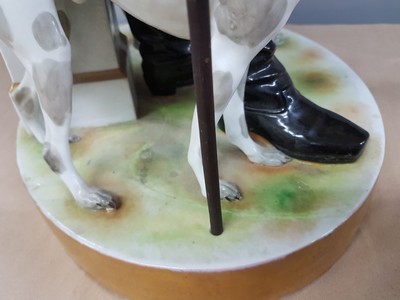 26995287o - Sehr große Porzellanfigur, Volkstedt, um 1900, Friedrich II. mit zwei Hunden, bunt ...