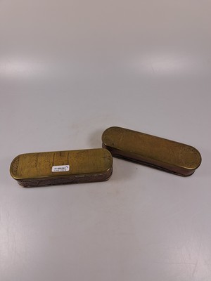 26995290a - Paar Tabakdosen, Niederlande, 18.Jh., Messing und Kupfer, allseitig graviert, Deckel und ...