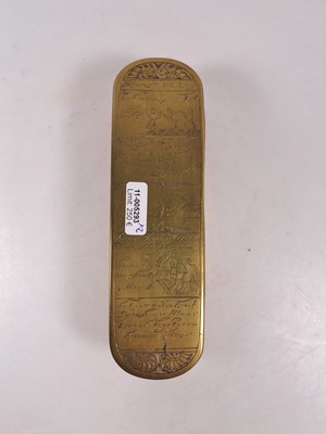 26995290b - Paar Tabakdosen, Niederlande, 18.Jh., Messing und Kupfer, allseitig graviert, Deckel und ...