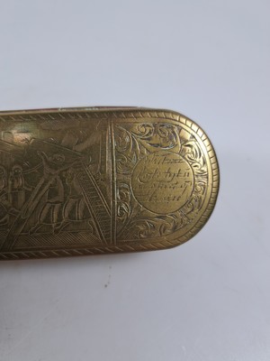26995290g - Paar Tabakdosen, Niederlande, 18.Jh., Messing und Kupfer, allseitig graviert, Deckel und ...