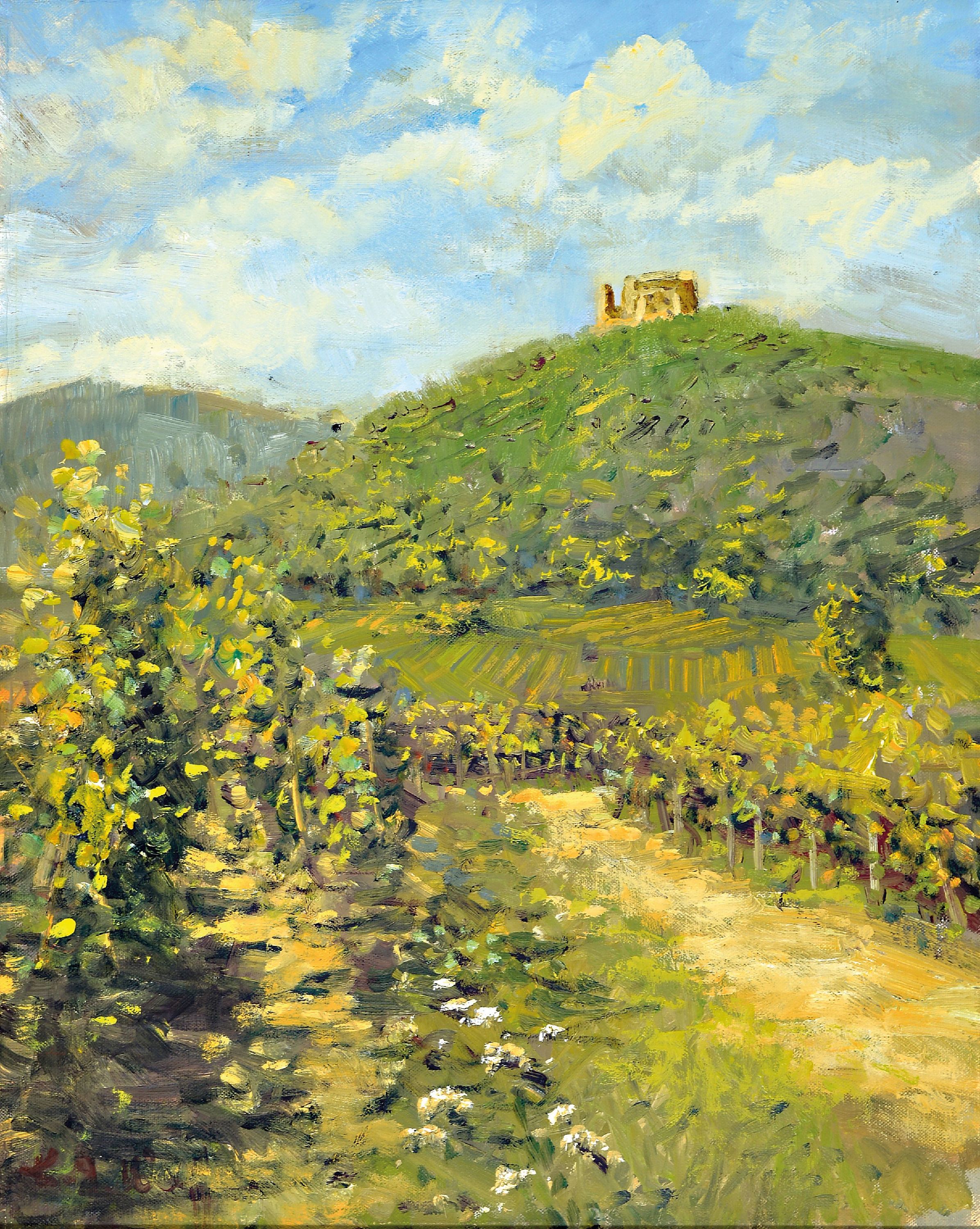 Detail a: Karl August Wolff, ge. 1938 Ludwigshafen, 2 Gemälde: Kopfweiden am Bach, Öl/Lwd, rechts unten sign., ca. 50x70cm, R., Landschaft in der Pfalz mit ...