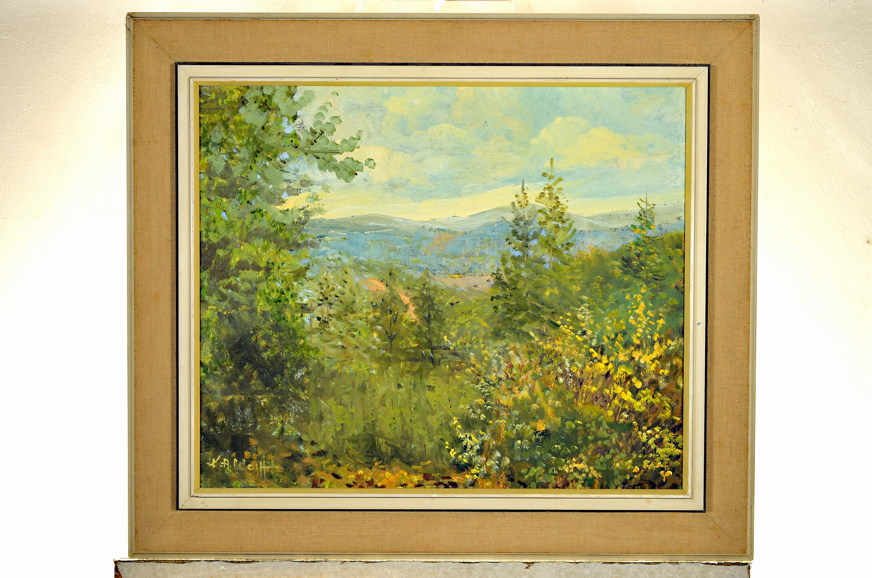 Detail a: Karl August Wolff, ge. 1938 Ludwigshafen, 2 Gemälde: Verschneite Winterlandschaft, Öl/Lwd, rechts unten sign. und dat. 03, ca. 50x70cm, R. ca. ...