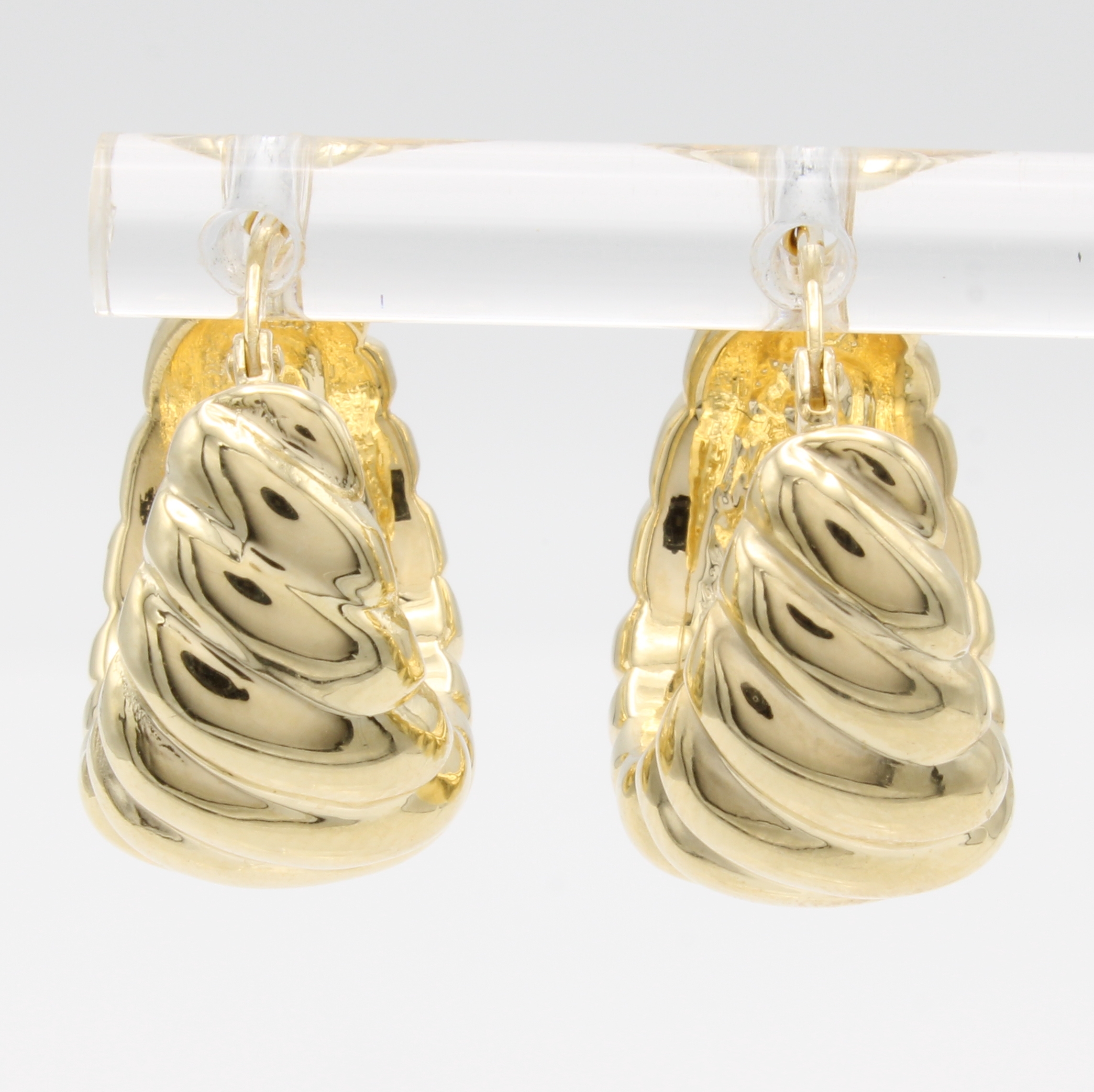 Image 26996086 - Paar Creolen, GG 585/000, m. Struktur, D. ca. 1 cm