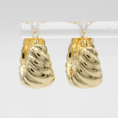 26996086a - Paar Creolen, GG 585/000, m. Struktur, D. ca. 1 cm