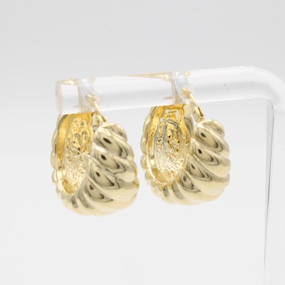 26996086b - Paar Creolen, GG 585/000, m. Struktur, D. ca. 1 cm