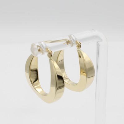 26996091a - Paar Creolen, GG 585/000, glattes Design