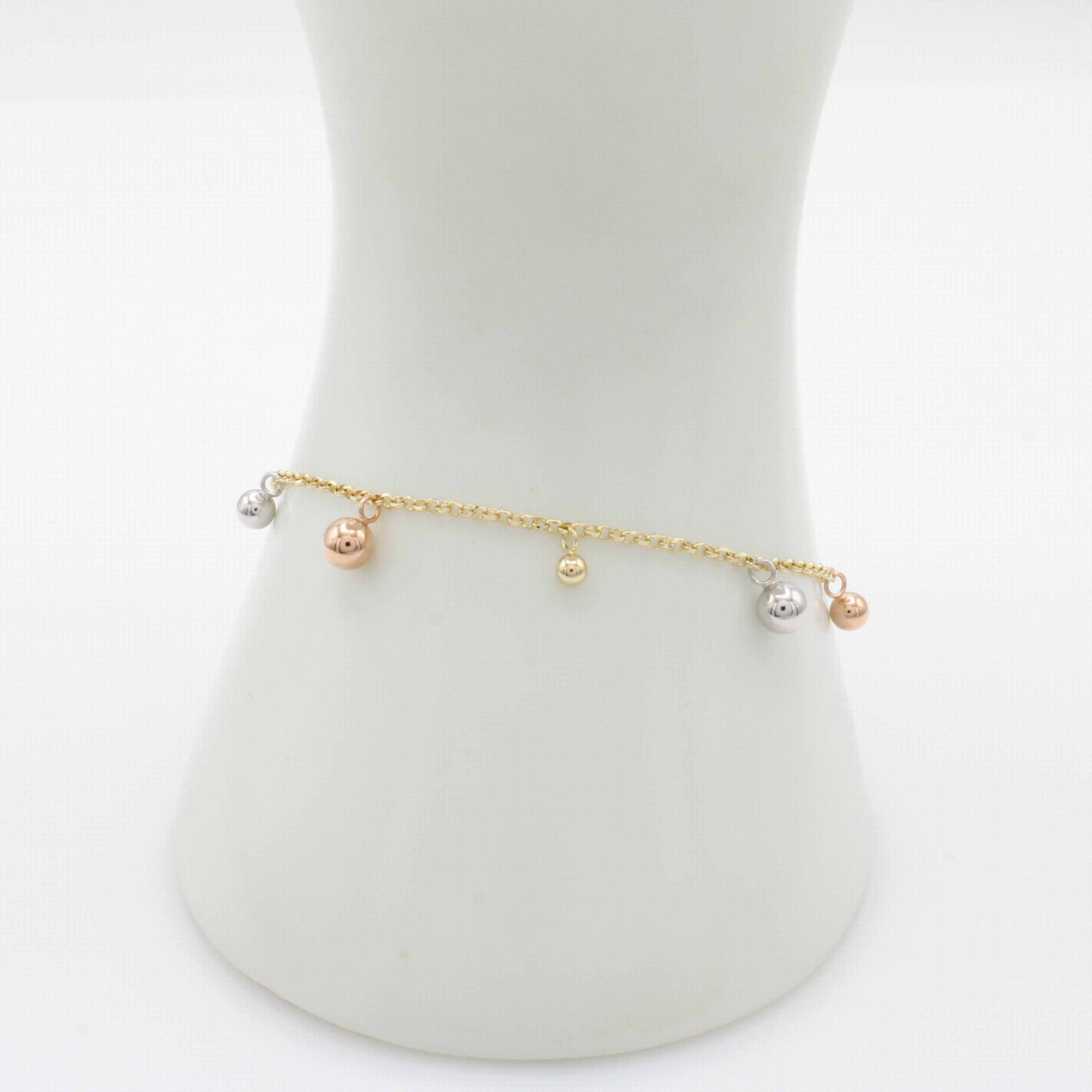 Image 26996116 - Kugelarmband, GG/WG/RG 585/000, Karabiner- schl., Abhängungen bewegl., in L. ca. 18-21 ...