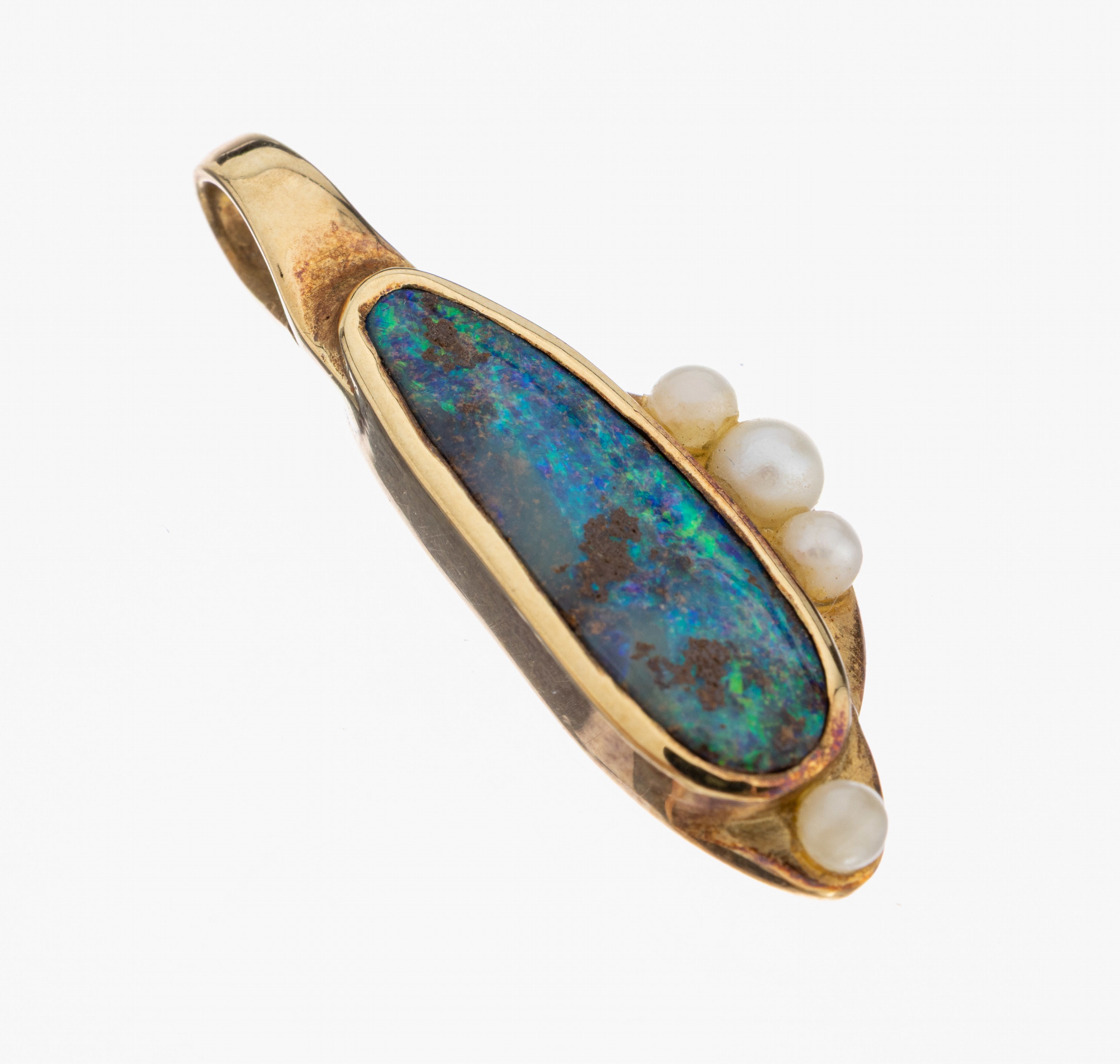 Image 26996125 - 14 kt Gold Opal-Perl-Anhänger, GG 585/000, qualitätvolle Verarbeitung, Boulderopal, ...