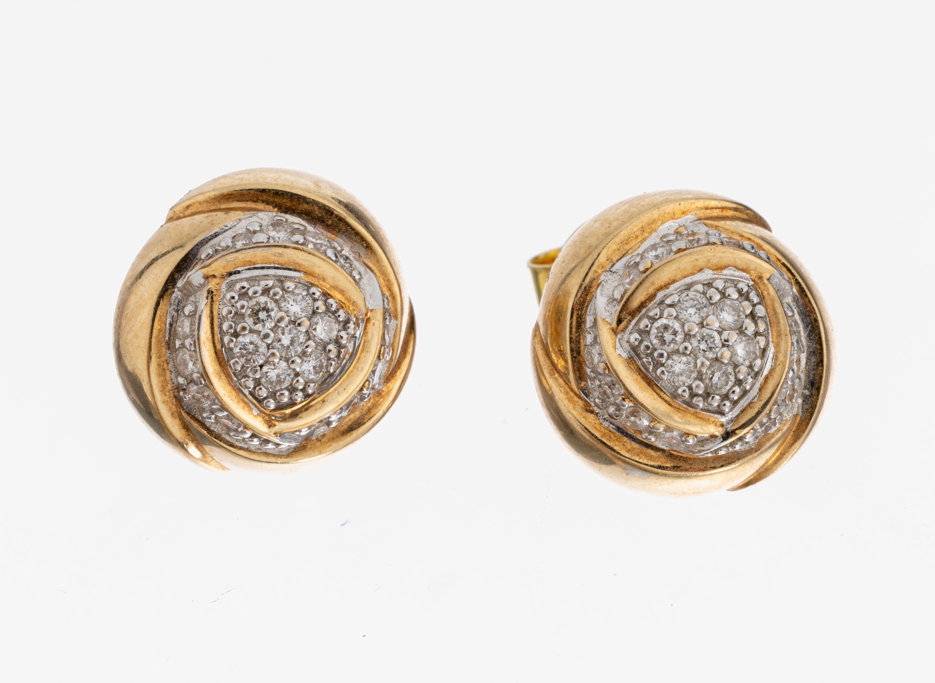 Image 26996128 - Paar 14 kt Gold Brillant-Ohrstecker, GG 585/000, schlicht, 38 Brillanten in rhod. ...