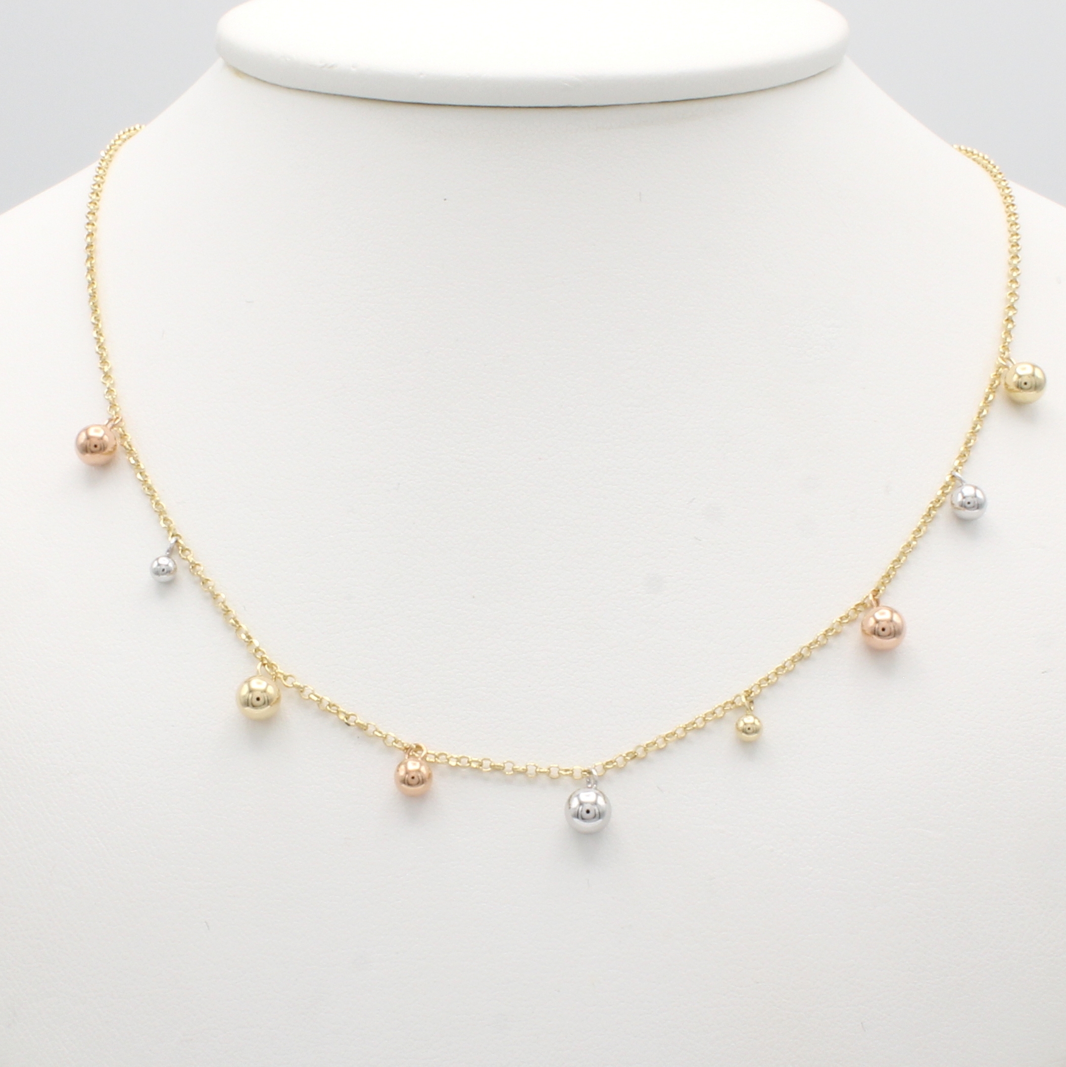 Image 26996132 - Kugelcollier, GG/WG/RG 585/000, Karabiner- schl., Abhängungen bewegl., in L. ca. 42-45 ...