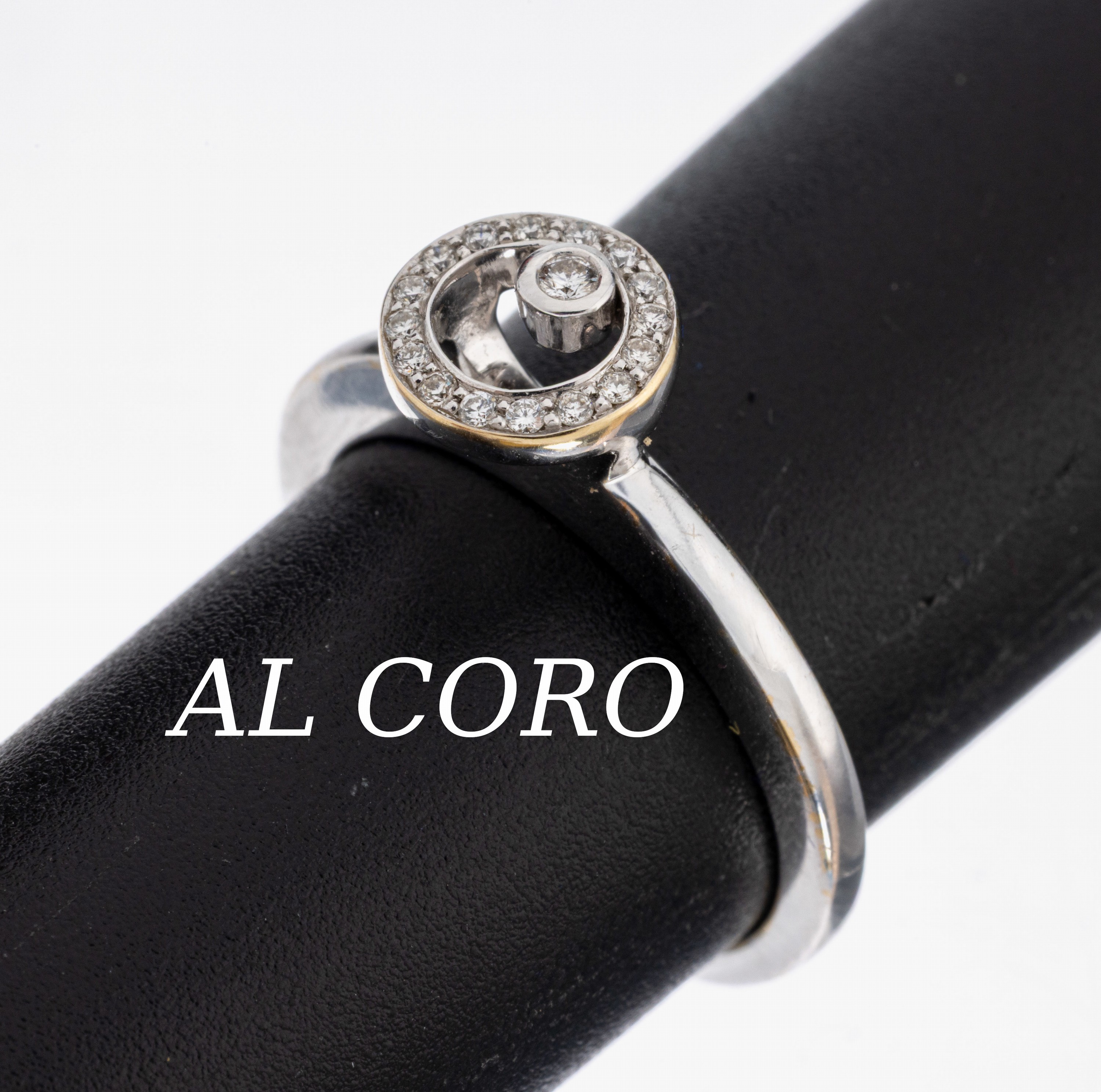 Image 26996158 - 18 kt Gold AL CORO Brillant-Ring, WG 750/000, Modell Amici, runder Ringkopf, 17 ...