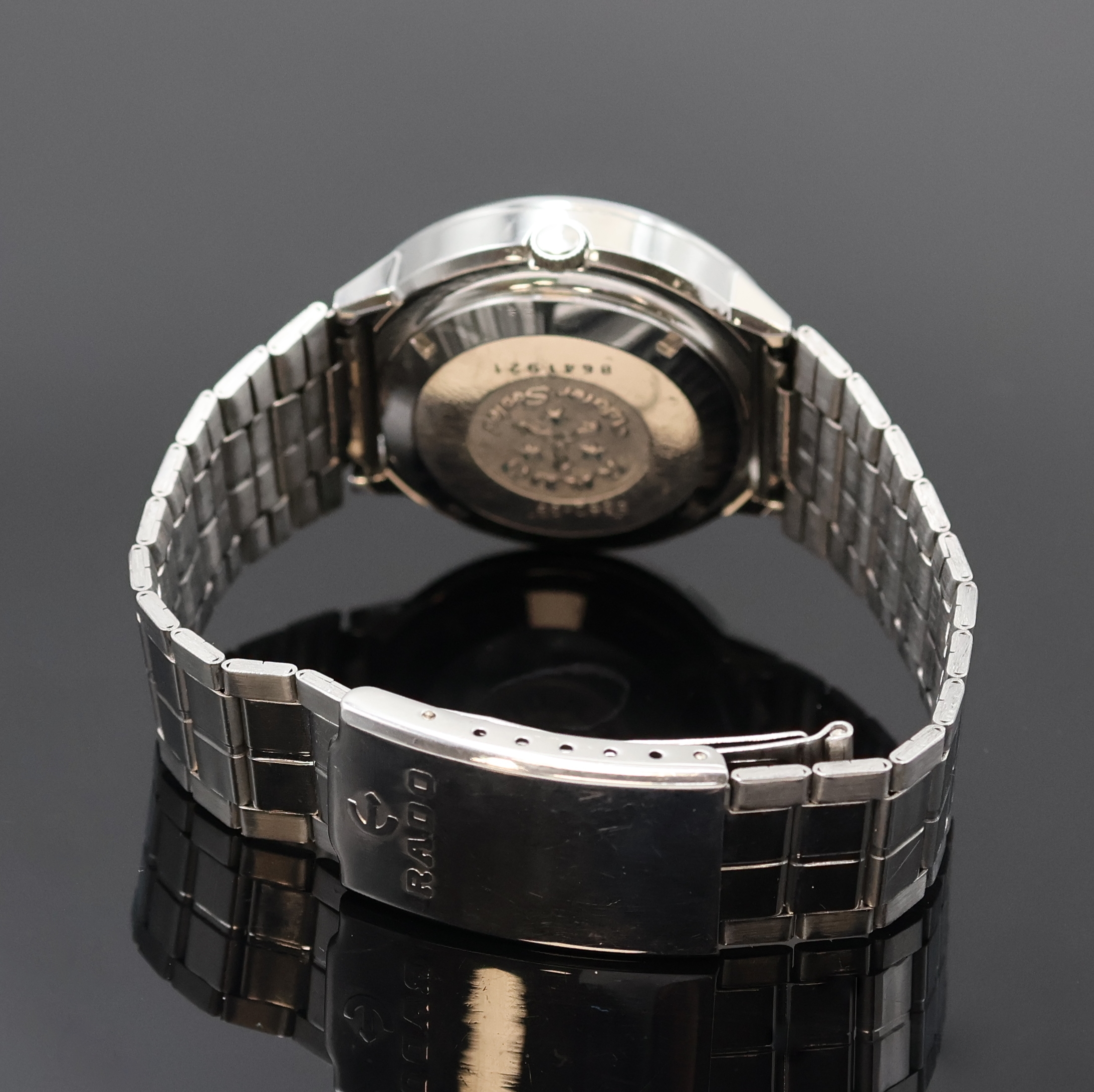 Detail b: RADO Herrenarmbanduhr Referenz 5360-36T, Schweiz um 1965, Automatik, Edelstahlgeh. inkl. orig. Stahlband m. Faltschl., Boden verschr., Zifferbl. ...