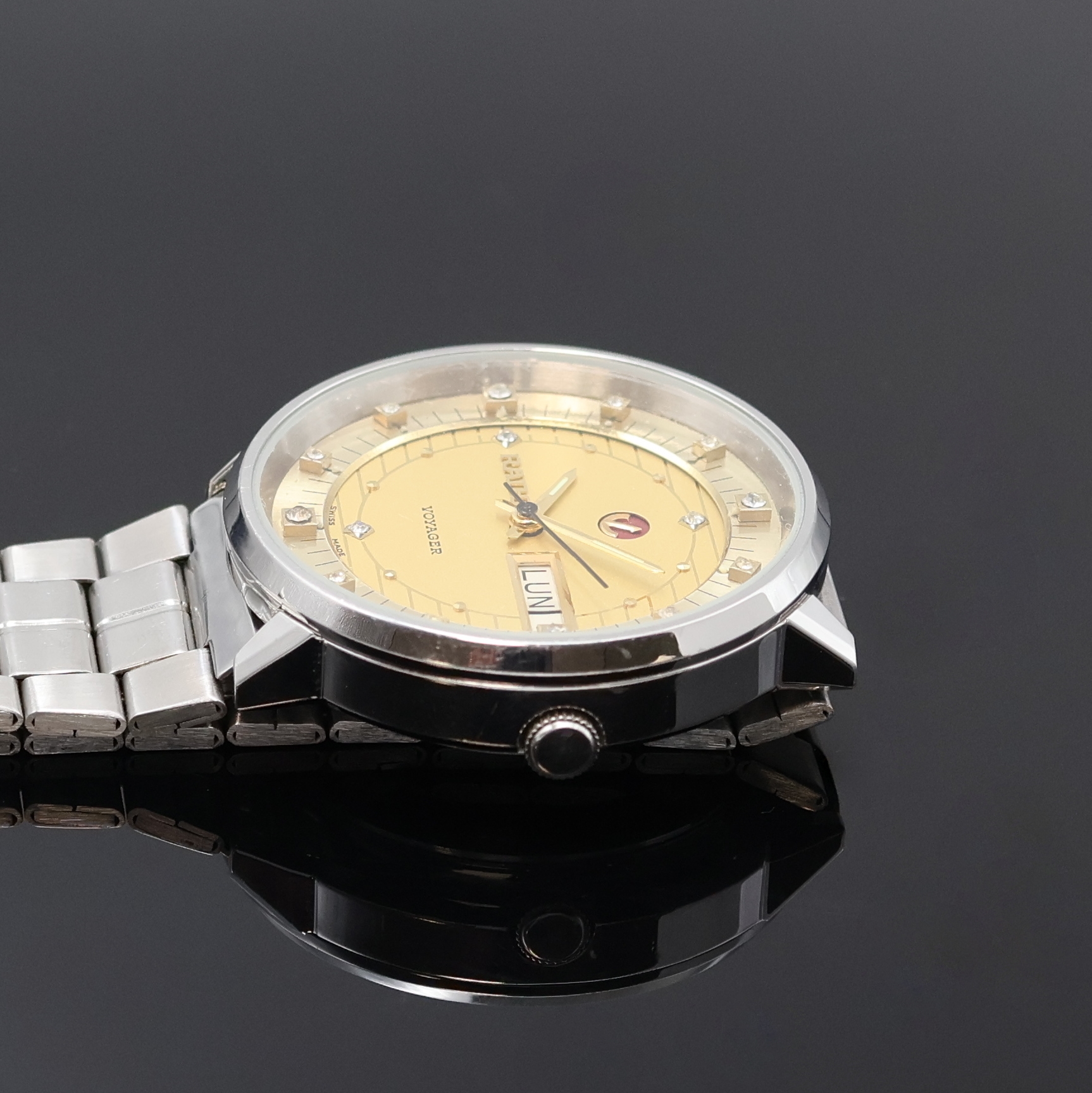Detail c: RADO Herrenarmbanduhr Referenz 5360-36T, Schweiz um 1965, Automatik, Edelstahlgeh. inkl. orig. Stahlband m. Faltschl., Boden verschr., Zifferbl. ...