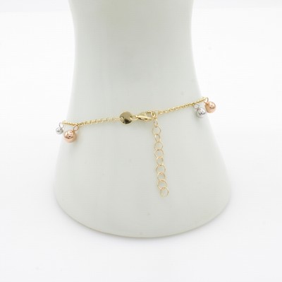 26996116a - Kugelarmband, GG/WG/RG 585/000, Karabiner- schl., Abhängungen bewegl., in L. ca. 18-21 ...