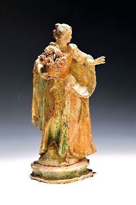 Image Carving, probably Grödnerthal, around 1770/80, poplar wood, carved, allegory of spring, ...