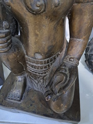 26996187c - Große Bronzefigur, Ganesha, Khmer-Stil, wohl 19. Jh., kniende Darstellung, in einer ...