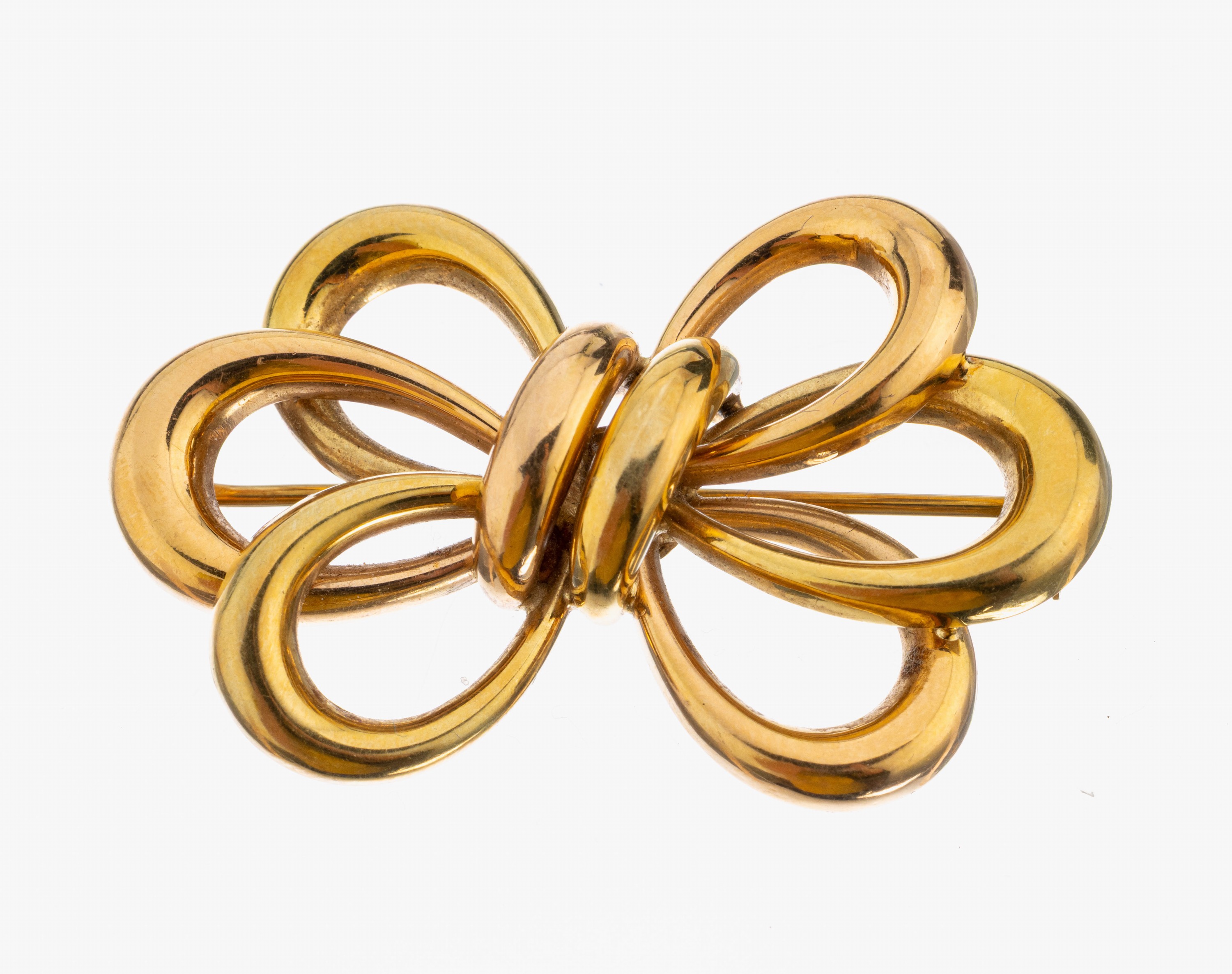 Image 26996375 - 14 kt Gold Brosche, GG/RG 585/000, Schleife, ca. 4.6 x 2.9 cm, ca. 10.3 g